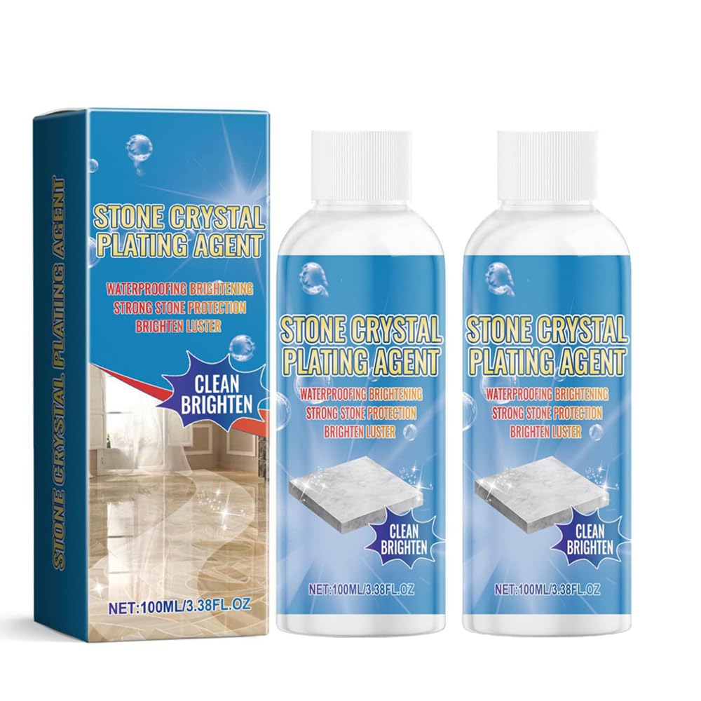AzoneeStone Crystal Plating Agent, Nano Stone & Marble Cleaner, Stain Remover, Crystal-Plating Coating, Gentle & Effective Cleaning for Granite, Limestone, Tile, and More (2 pcs)
