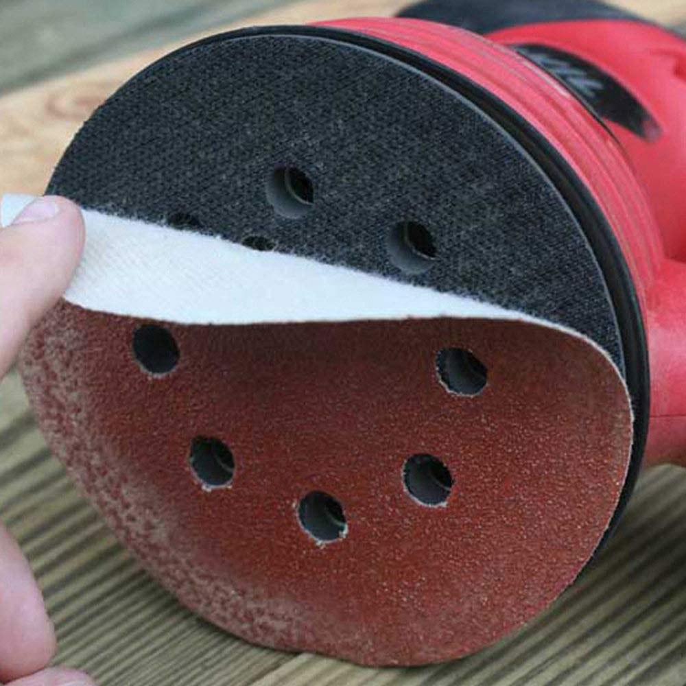100pcs 125mm Papel de lija de forma redonda Discos de lijado Gancho de bucle Papel de lijado Hoja de pulido Papel de lija Lijadora de 8 orificios Almohadilla de pulido, como se muestra