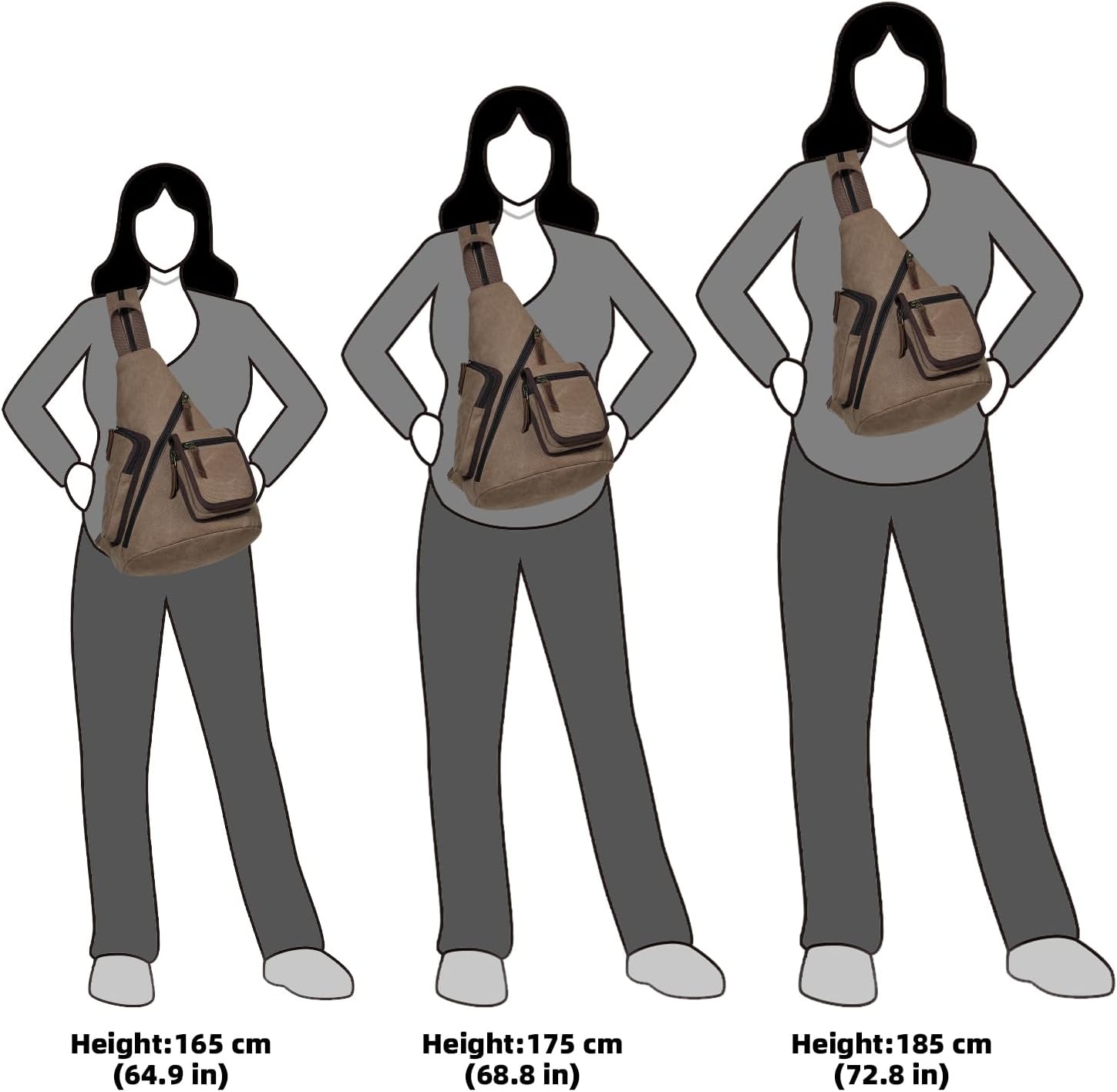 KL928 Canvas Sling Bag - Casual Crossbody Shoulder Daypack Rucksack Backpack for Men Women, Brown - Image 5