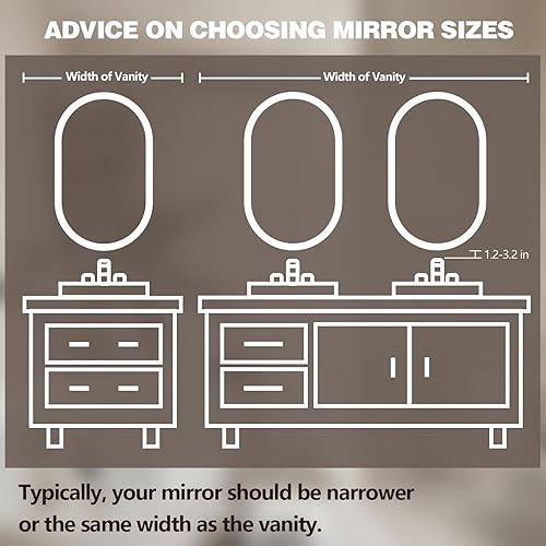 Miniatura 8 de TheiaMo Espejo de baño LED ovalado de 40 x 24 pulgadas, espejo de baño iluminado con marco dorado, espejo ovalado montado en la pared con luces,