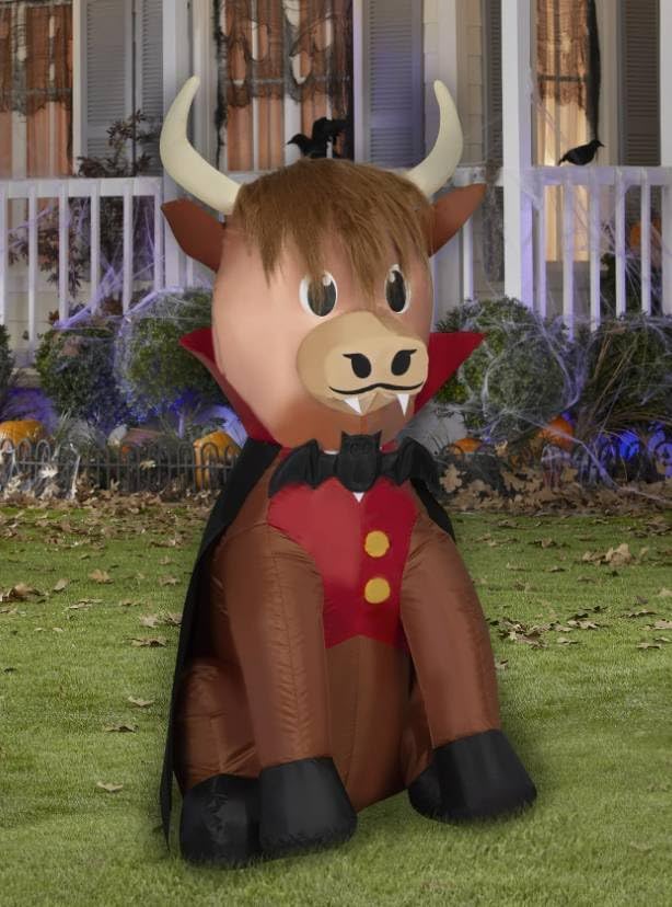 Halloween Vampire Highland Cow in Cape Inflatable 3.5 FT Indoor/Outdoor Yard Decoration