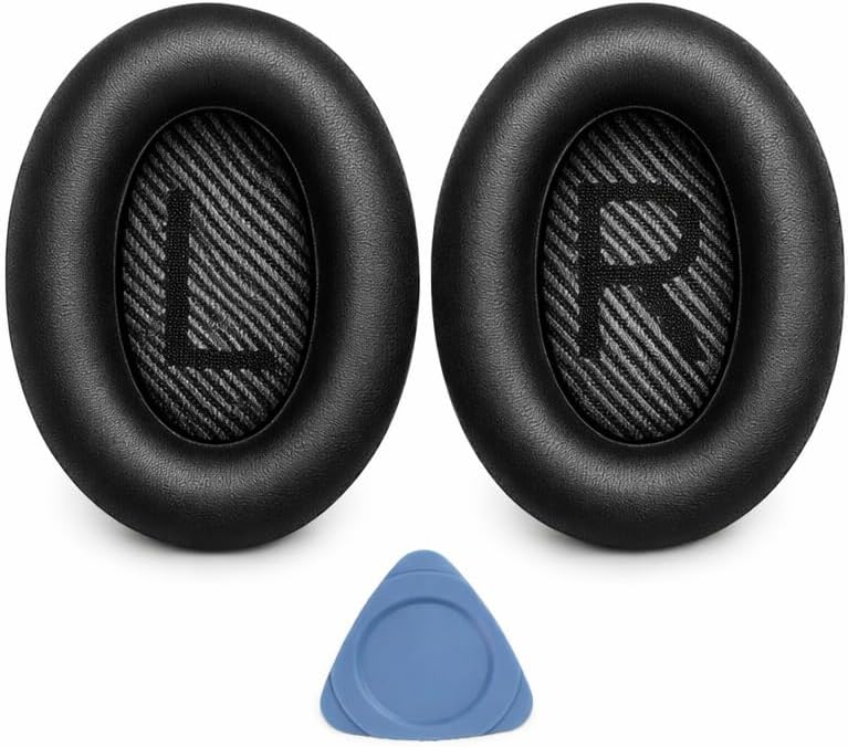 Replacement Ear Pads for Bose QuietComfort 35 (QC35) & Quiet Comfort 35 II (QC 35 ii) Headphones, EarPads Cushions with Noise Isolation Memory Foam, Softer Protein Leather, Added Thickness