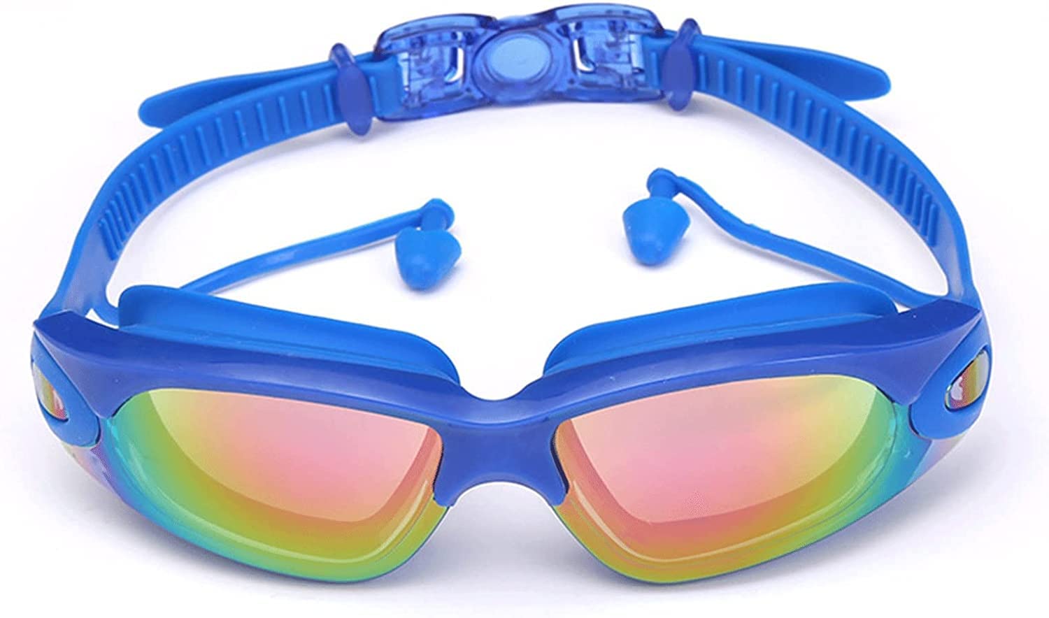Occhialini da Nuoto, Occhialini da Nuoto Ergonomici, Occhialini da Nuoto Elettrolitico Monopezzo con Cinturino for Lenti Regolabile, for Nuoto, Surf, Kayak (Color : Blue)