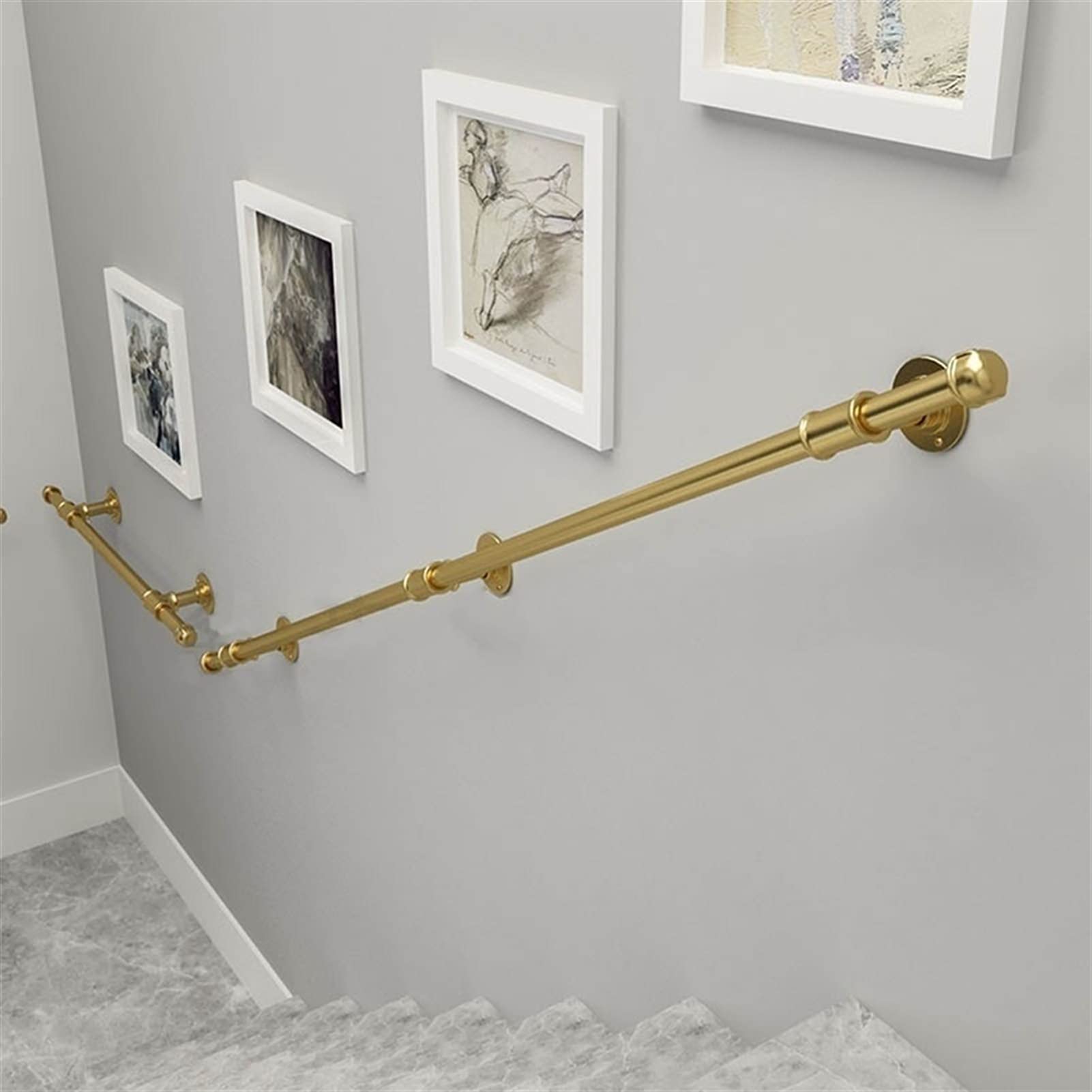 Gold Stair ils Kit- Cartel de metal antideslizante para ancianos, discapacitados, mujeres embarazadas, fácil instalación, 250 cm, riel de soporte de seguridad