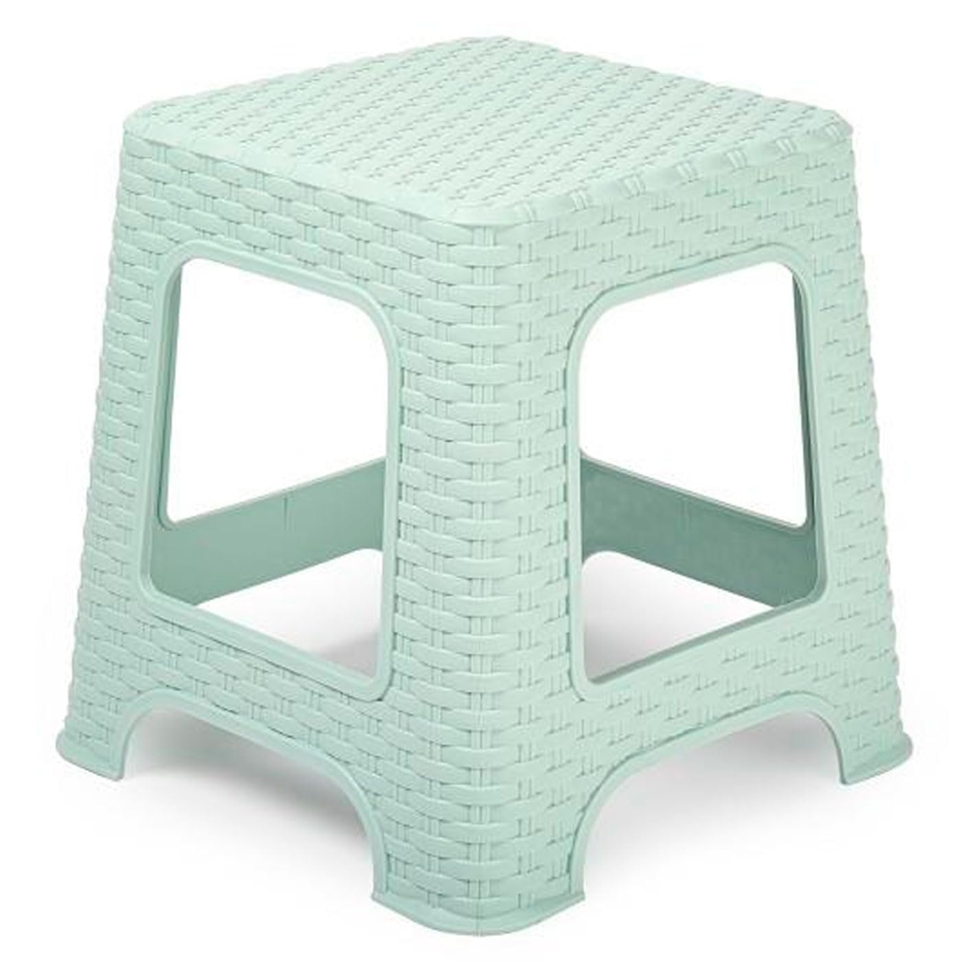 Taburete de plástico Rattan imitación Mimbre 33 x 32,5 x 32,5 cm Verde Pastel