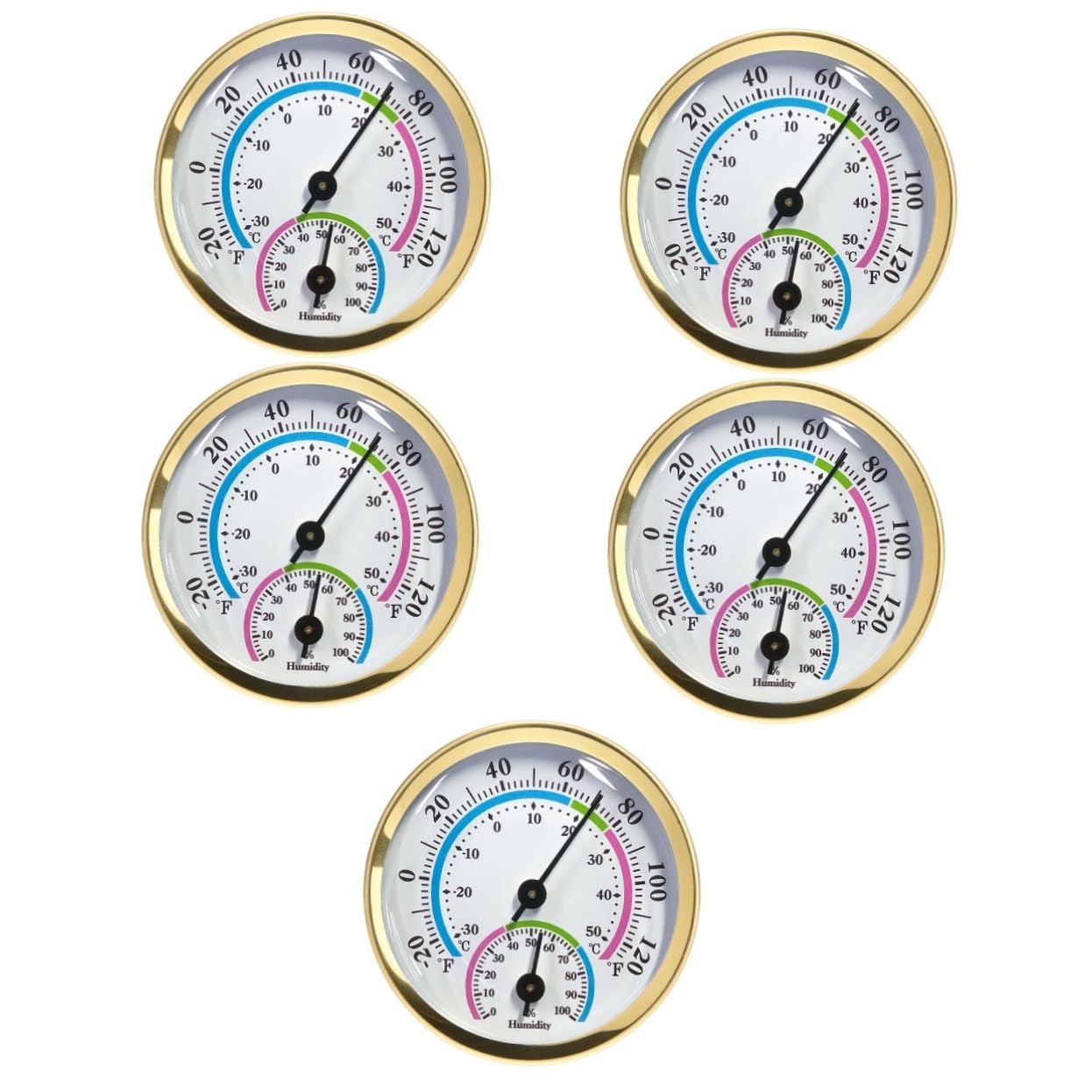 BESPORTBLE Lot De 5 Thermomètres Et Hygromètres Muraux Sans Pile Précis Et Précis Pour La Maison