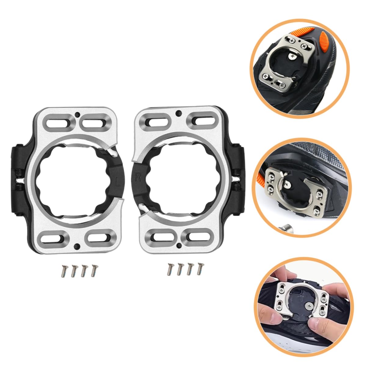 Copripedale Tacchetta Bici Strada 2 Pezzi in Acciaio Inox | Montaggio Rapido, Fit Preciso per Pedale e Scarpe da Ciclismo, Set Compatto per Bici Strada