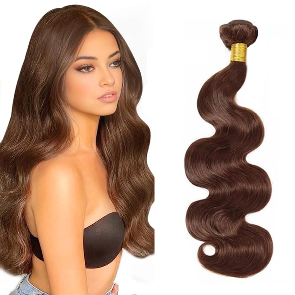 Lakaisa Body Wave #4 Chocolate Brown Color Human Hair Bundles 24 Inch 1 Bundles 100g Doubles Weft Glueless Unprocessed Human Hair Extension For Woman