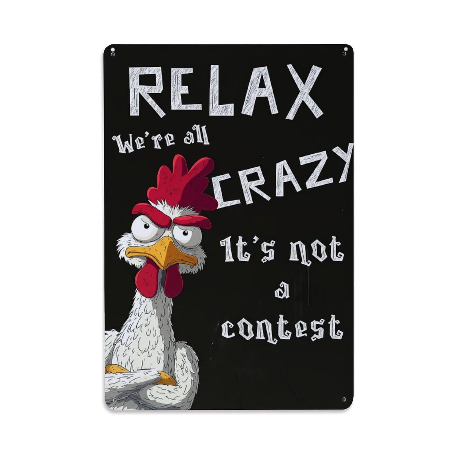 Jdfenggu Vintage Relax We Are All Crazy Retro Metal Tin Sign, Metal Poster For Bar, Home, Man Cave, Kitchen, Laundry Room Art Decor 8X12 Inch