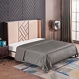 THXSILK 19 Momme 1 Pcs Silk Duvet Cover, 100% Top Grade Mulberry Silk, Upscale Series Silk Duvet Comforter Cover with Zipper (Cal. King, Charcoal)