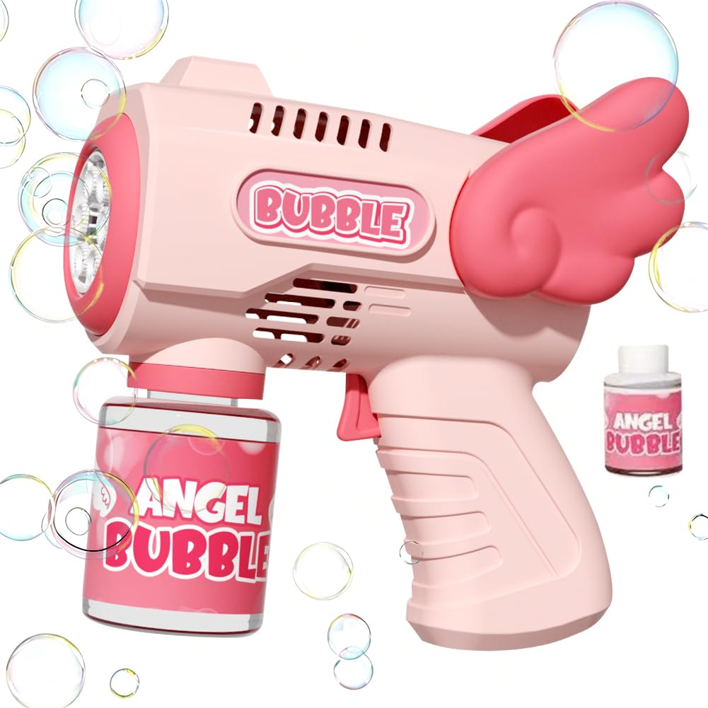 Bubbles Maker, Machine Gun Blaster, Portable Bubble Machine, Electric Silent Handheld Bubble Makers, Light Up Automatic Bubble Blower Toys for Party Wedding Outdoor Garden(Pink) — image 1