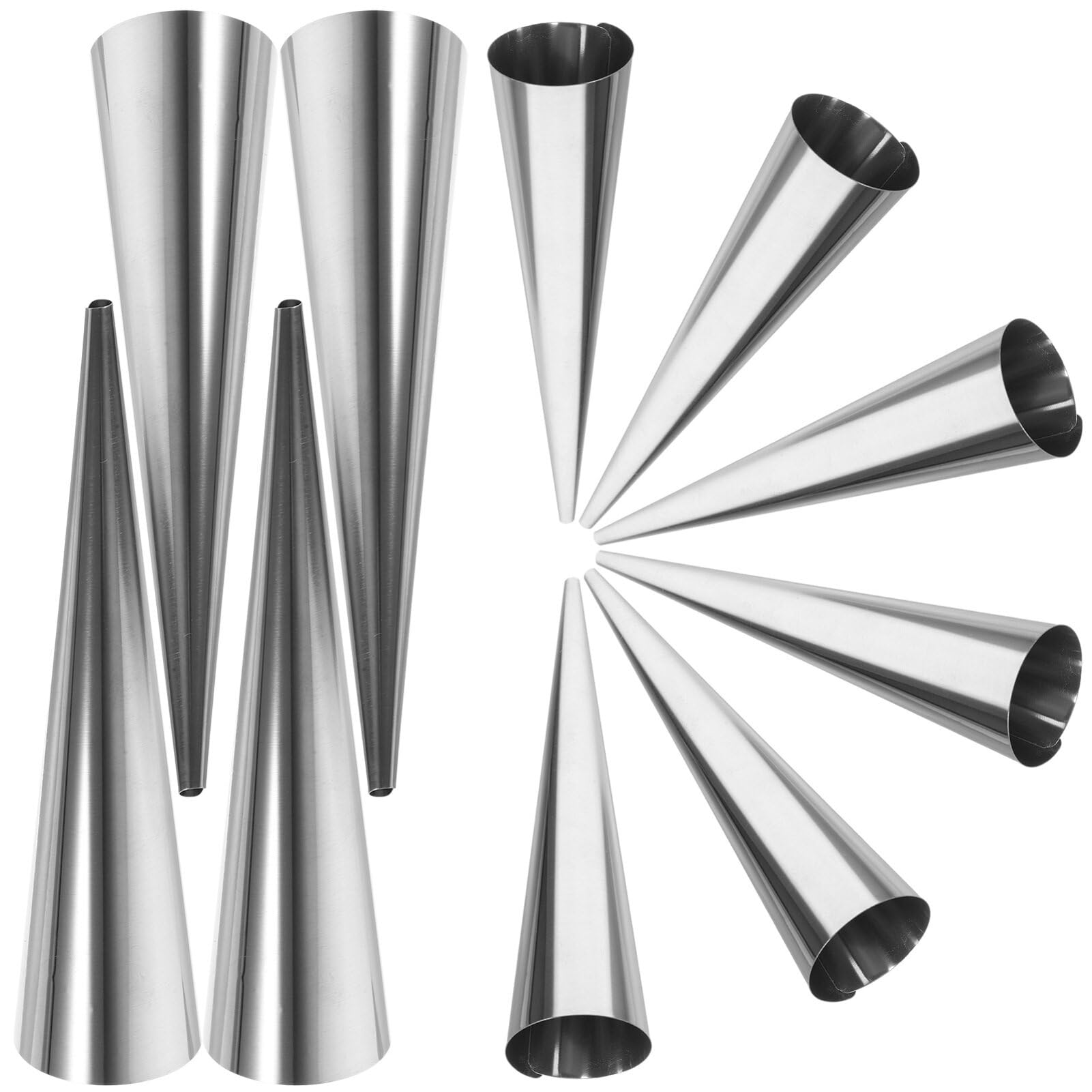 PRETYZOOM Cream Horn Molds 10pcs Stainless Steel Cannoli Tubes Nonstick Baking Roll Horn Forms Danish Pastry Croissant Cones Moulds