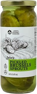 Lara's Pickled Brussels Sprouts 16oz Jar - Mild All-Natural Gluten-Free Vegan Pickles for Bloody Marys, Snacks & Charcuterie - Made in USA