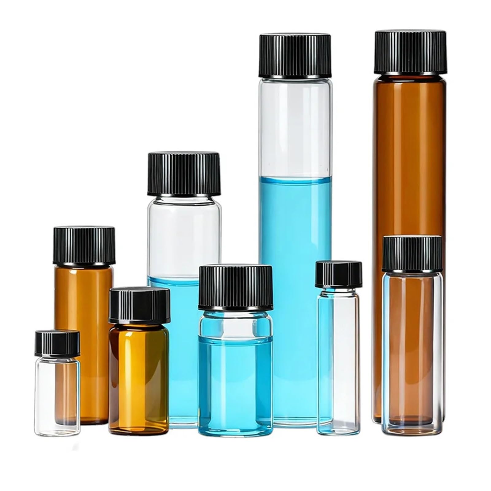 Euzhoudeqing 10Ml 22X50mm 20Pcs 2Ml To 60Ml Glass Clear Small Bottles Sample Vials Laboratory Reagent Bottle(10Ml 22X50mm 20Pcs)
