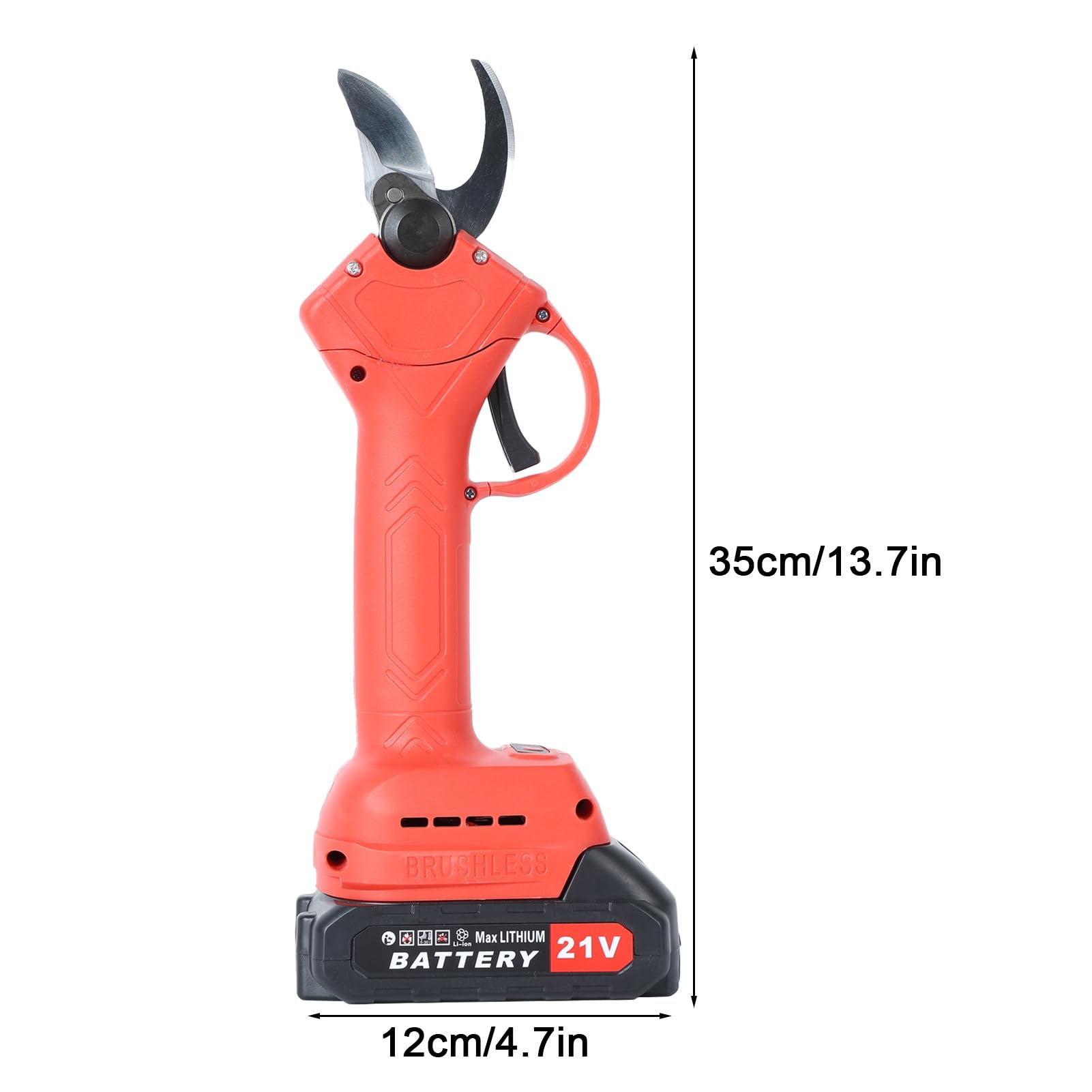 ohfruit Troncarami elettrico professionale senza fili, alimentato a batteria, potatore elettrico elettrico con diametro di taglio da 1 pollice e 2 batterie ricaricabili rosso