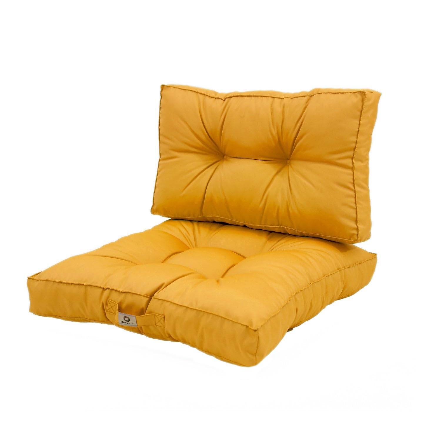 Coussins pour Salon de Jardin 50x50 cm Imperméable Jaune - Coussin de Remplacement pour Fauteuil, Banc & Chaise d'extérieur