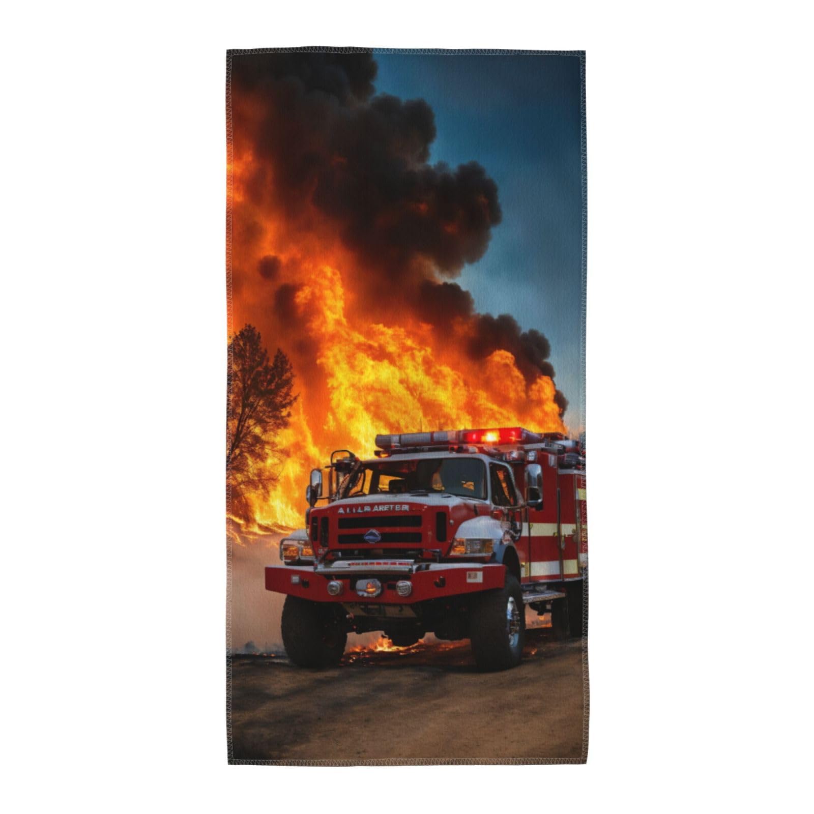 JBJGKHLP Firefighter Fireman Flame Print Adults Extra Long Beach Towel Soft Absorbent Quick-Dry Gym Swimming Running Yoga