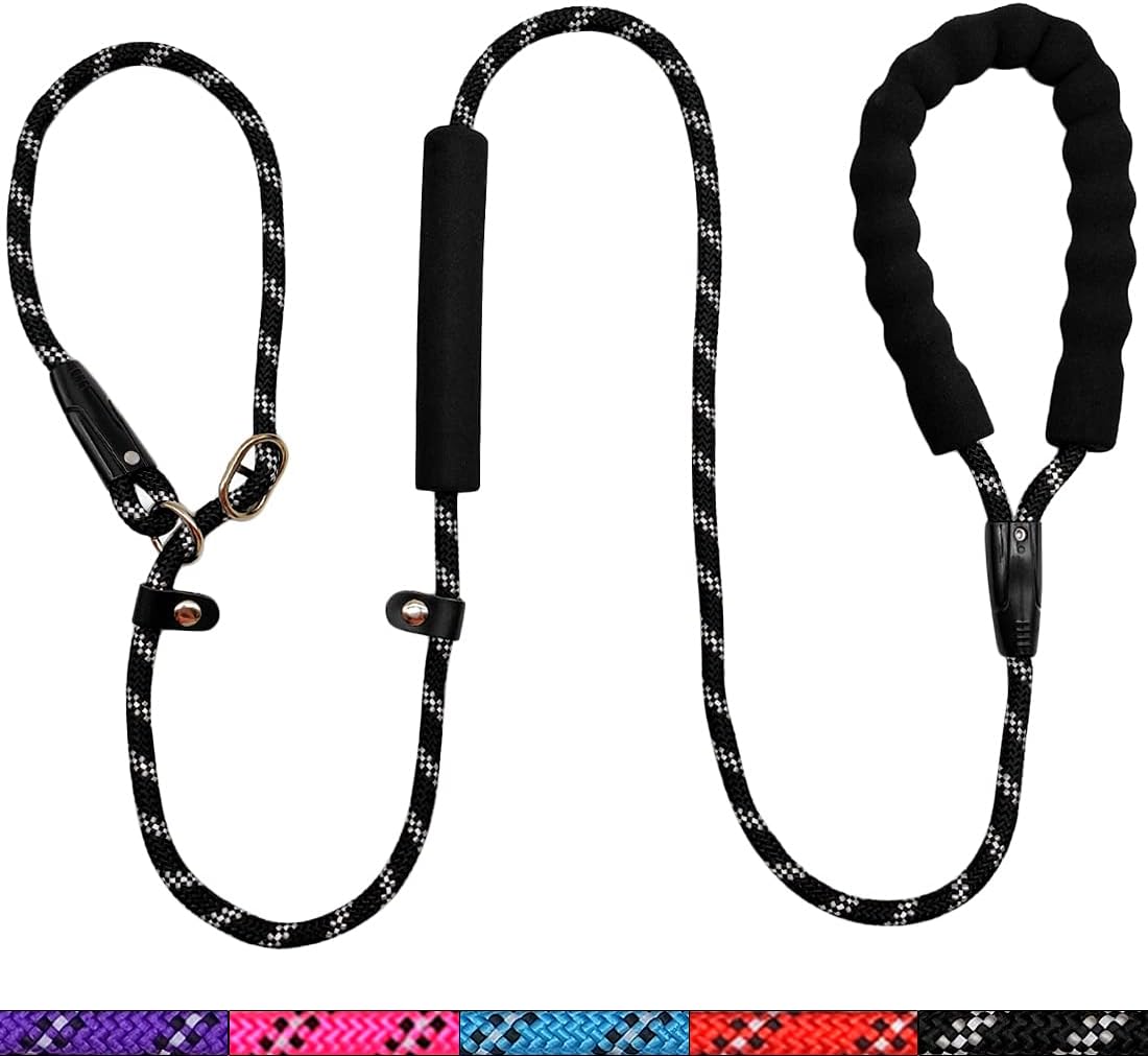 MayPaw Slip Leash for Small Dogs/Puppy, Anti-Choking Training Leash with Traffic Handle for Control, 5FT x 1/4" Rope Leash with 2 Padded…