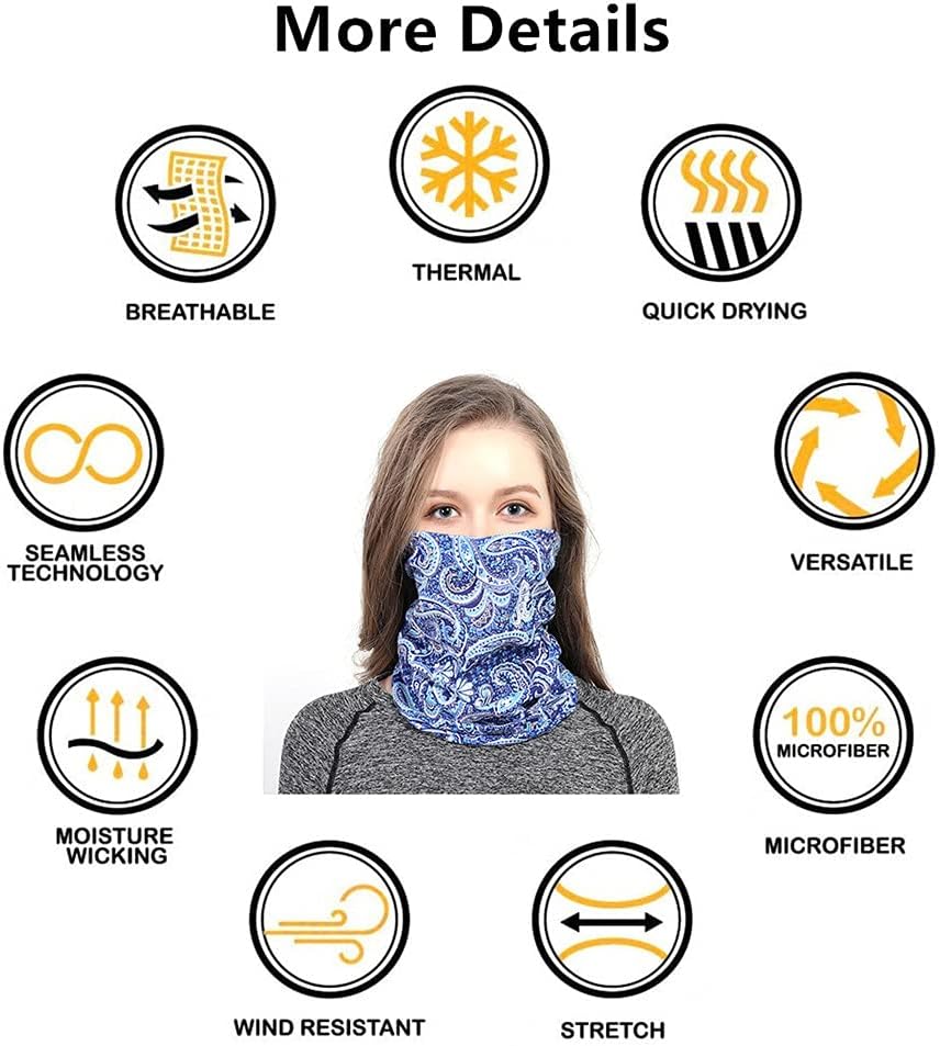VANCROWN Headband Neck Gaiter Head Wrap Headwear Face Mask Magic Scarf Bandana for Men and Women