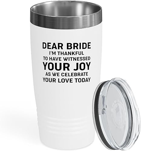 Bride Gift from Officiant Tumbler 20oz White -Witnessed Joy - Bridal Shower Bride To Be Bachelorette Party Newlywed Wedding Officiant Brother