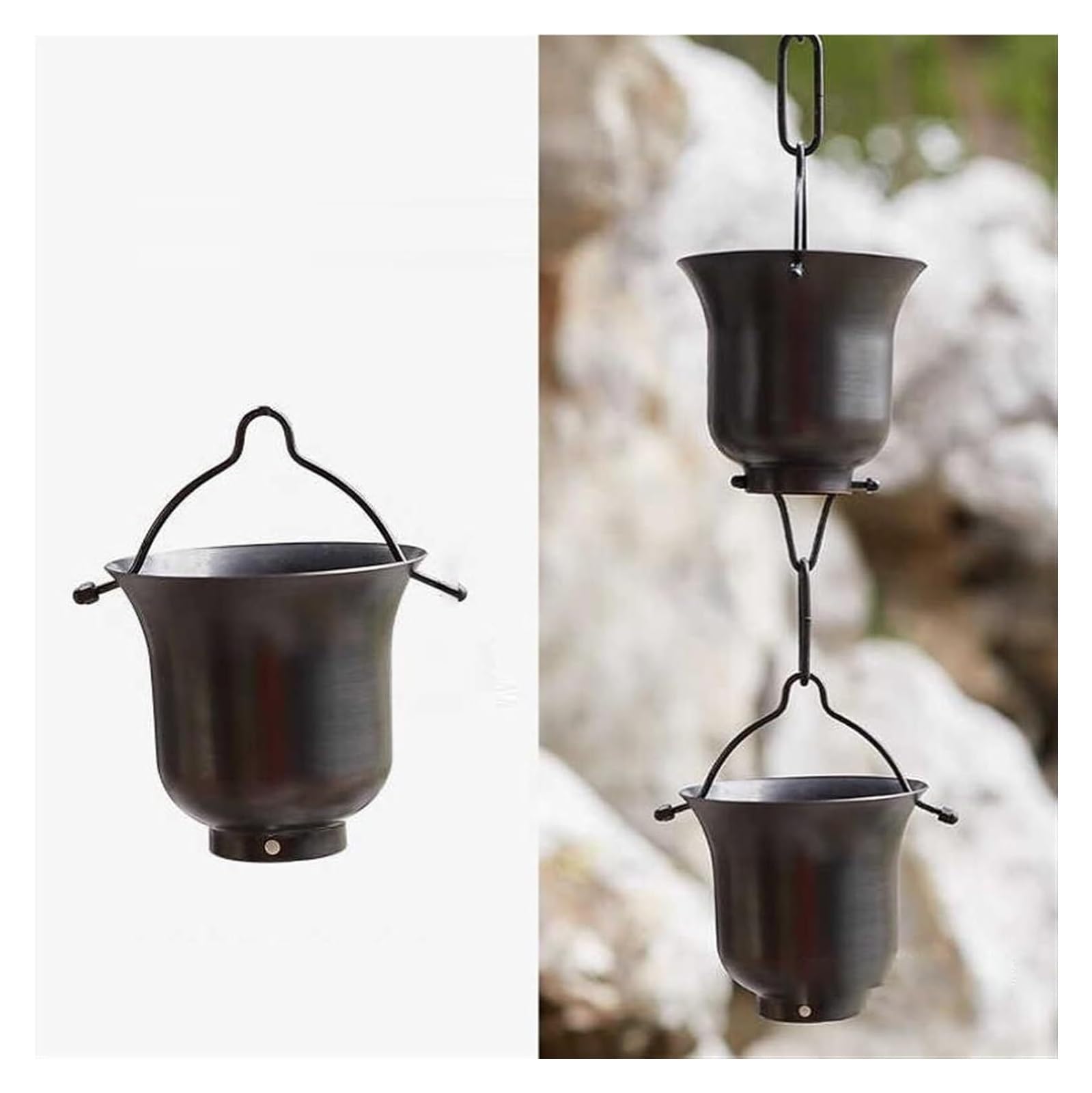 WOTZOV T2 Copper For Gutters, Roof Rain Catcher/Diverter, Unique Metal Link Rain Chain For Villa Temples，1.5m/5ft