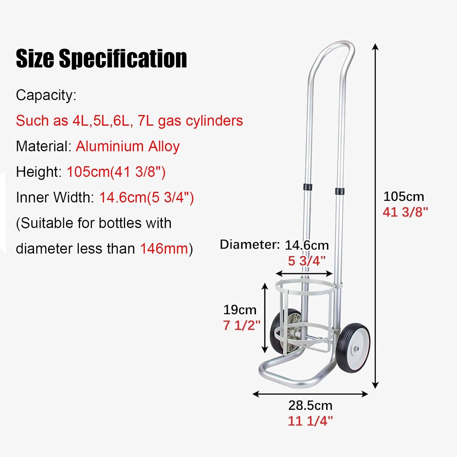 Adjustable Rolling Tank Holder Cart, Portable Aluminum Cylinder Dolly for Use, Worhop & Labora - Fits 14" Diameter Tan