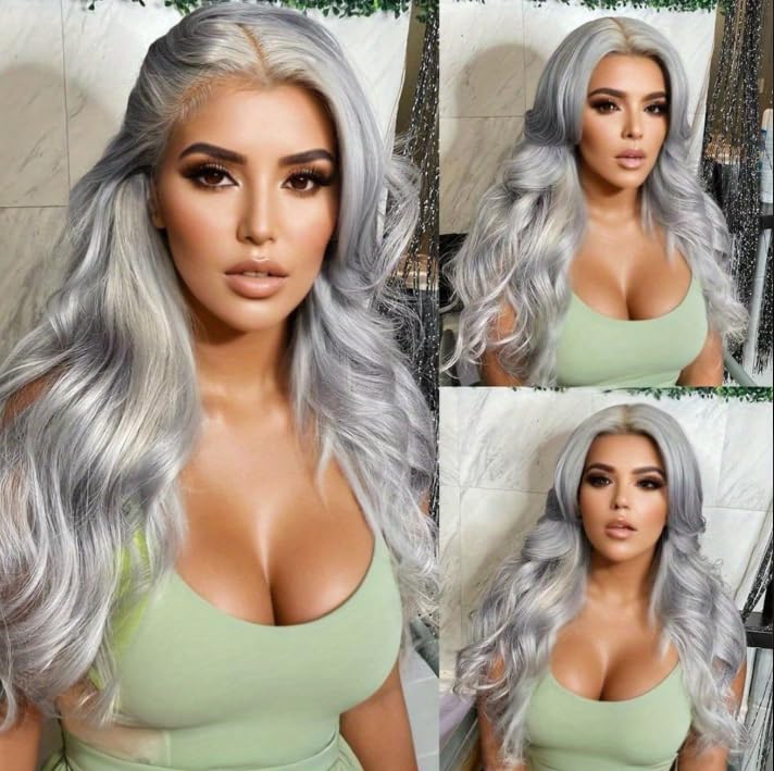 Mscathy Halloween Wigs 200% Grey Human Hair Wigs Body Wave 13×4 UHD Transparent Pre Plucked Pre Cut Gray Lace Front Wig Virgin Human Hair Glueless