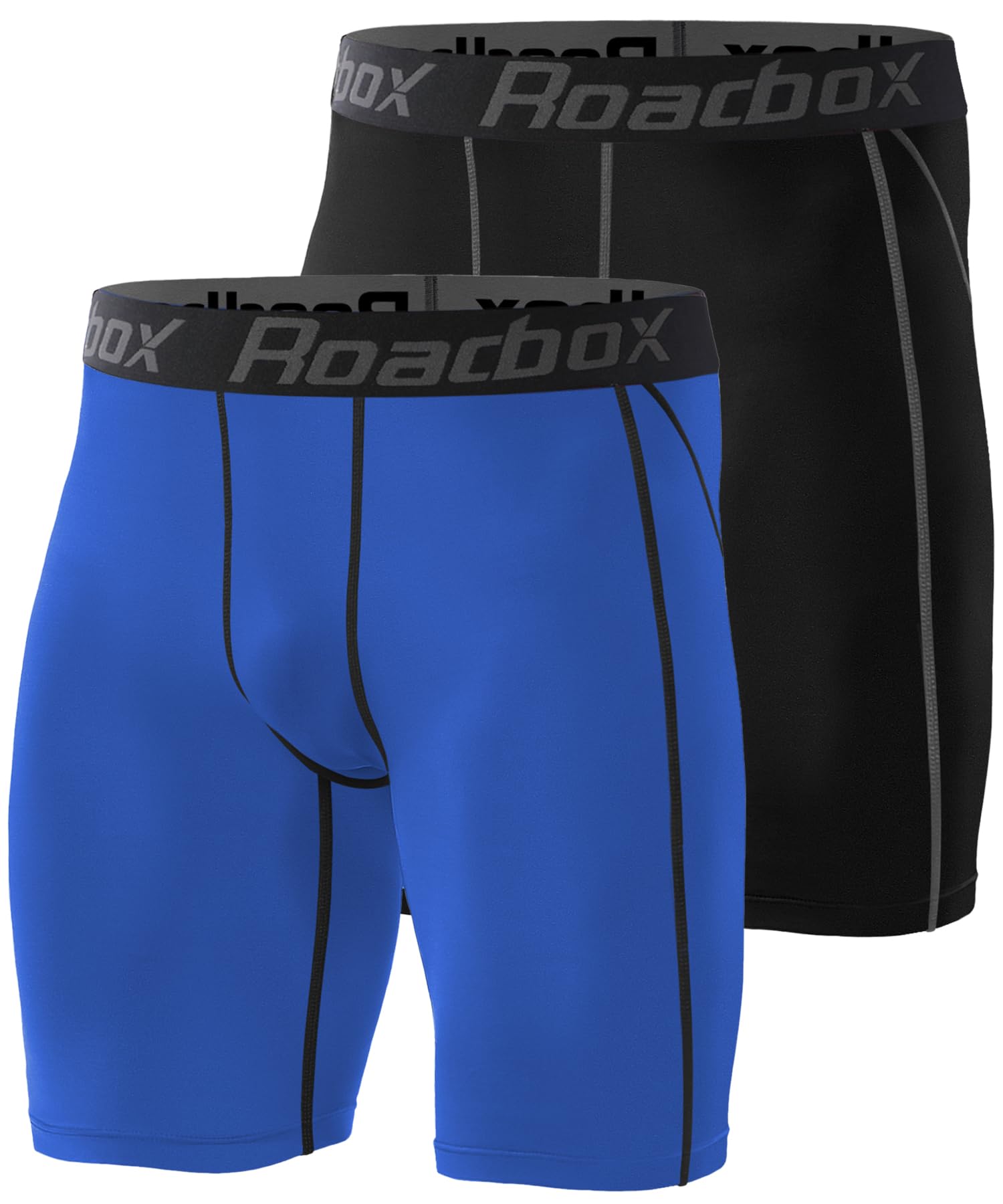 Roadbox 1 or 2 Pack Compression Shorts for Men, Athletic Workout Performance Underwear, Running Gym Spandex Sport Base Layer