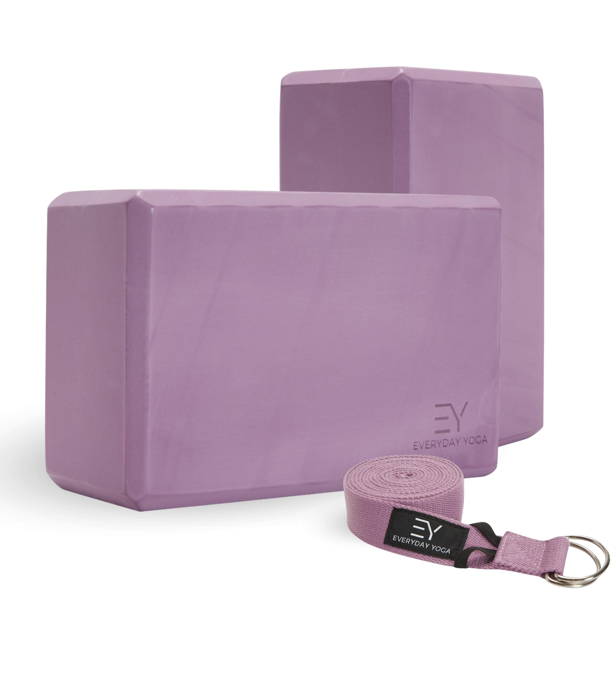 Everyday Yoga Set di blocchi di schiuma e cinghie da yoga, superficie morbida antiscivolo per stabilità, equilibrio e allungamenti profondi, ideale per yoga, pilates e accessori da meditazione
