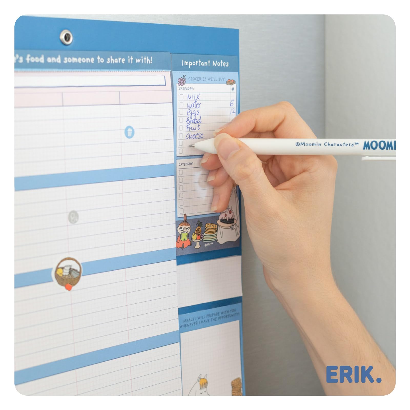 Grupo Erik Magnetic Calendar For Fridge 2027 - Moomins Gifts for Family | Family Planner Calendar 2027 with Stickers, Pen, Shopping List, Sticky Notes | Magnetic Planner 16 Months Sep 2026 - Dec 2027