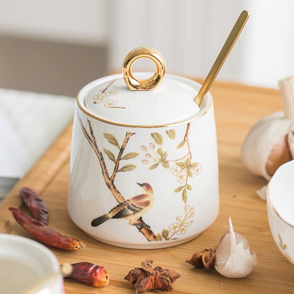 Set di contenitori per condimenti, Set di barattoli per condimenti in Ceramica, barattoli per condimenti per Uso Domestico, Scatola per condimenti Dipinta a Man