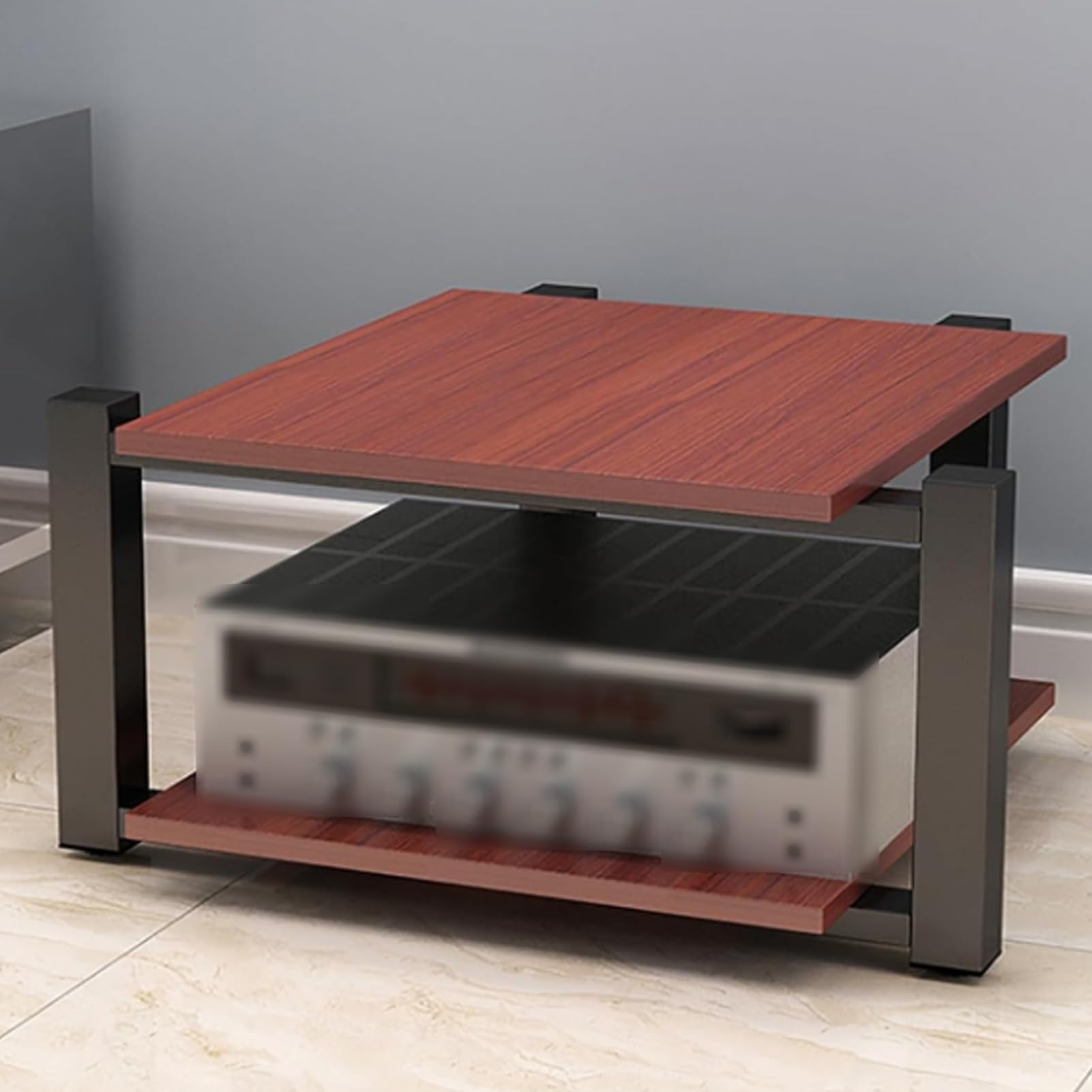 Mobile audio HiFi, supporto per console di dischi in vinile multistrato per amplificatore HiFi DAC, 40 cm, elegante design rosso, perfetto per audiofili