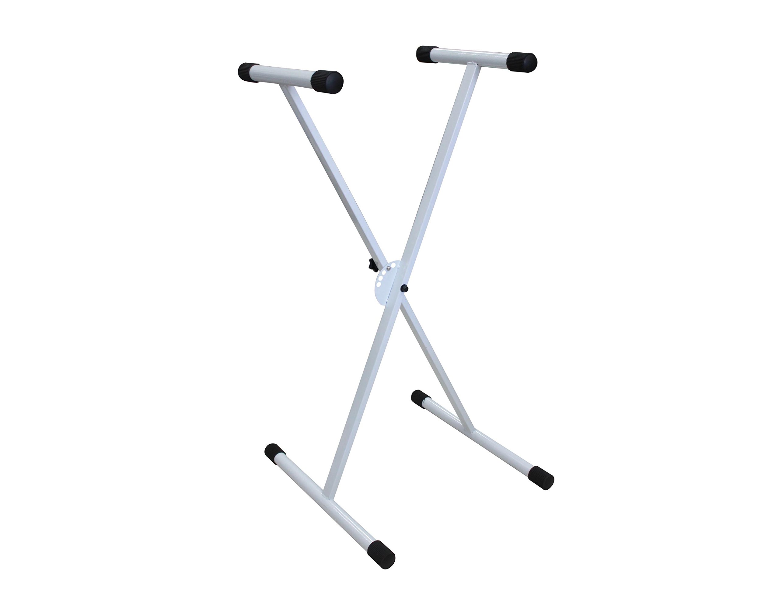 Mr. Dj KS100W Adjustable Metal Music Keyboard Electronic Piano Dual Tube X Stand Standard Rack, White