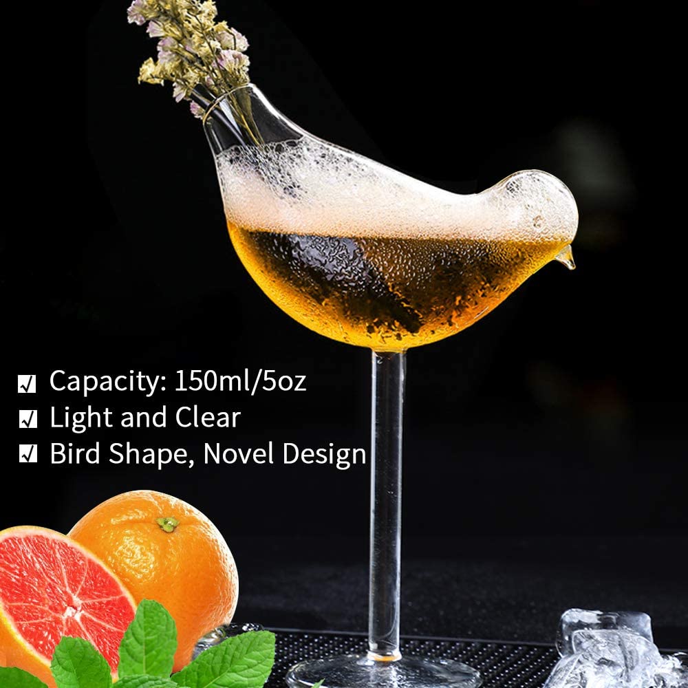 Unique Bird Cocktail Glasses - Set of 2 -5 Unique Bird Cocktail Glasses - Set of 2 -5
