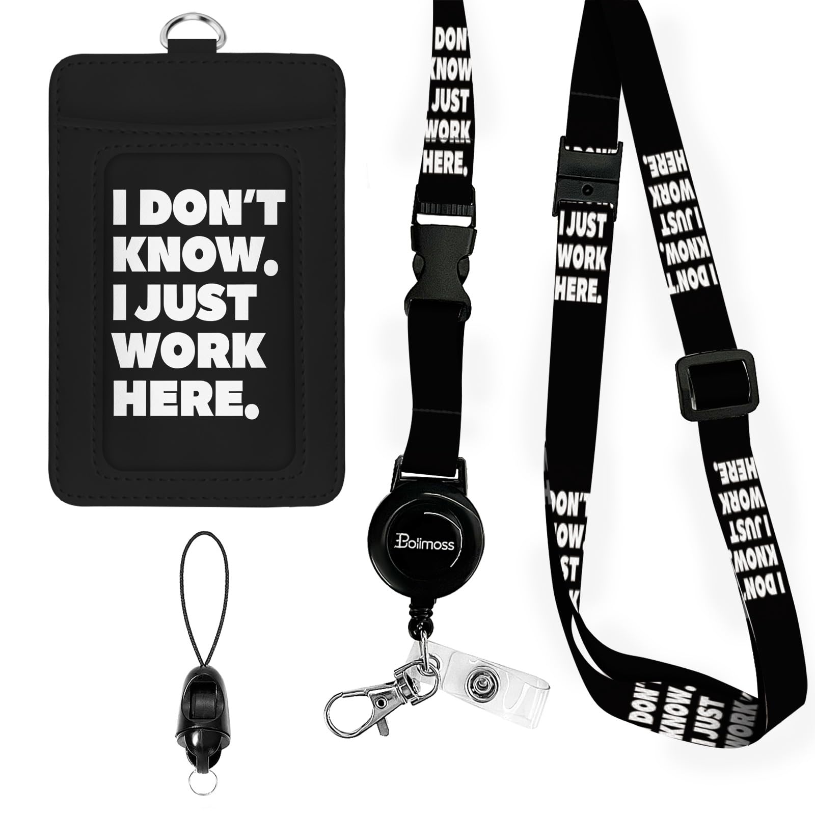 bolimoss Funny Lanyards for ID Badges,PU Leather Badge Holders with Detachable Neck Lanyard Strap, Adjustable Retractable Badge Reels with Metal Swivel Clasp, Teacher Nurse Student Work Office Gifts โ image 1