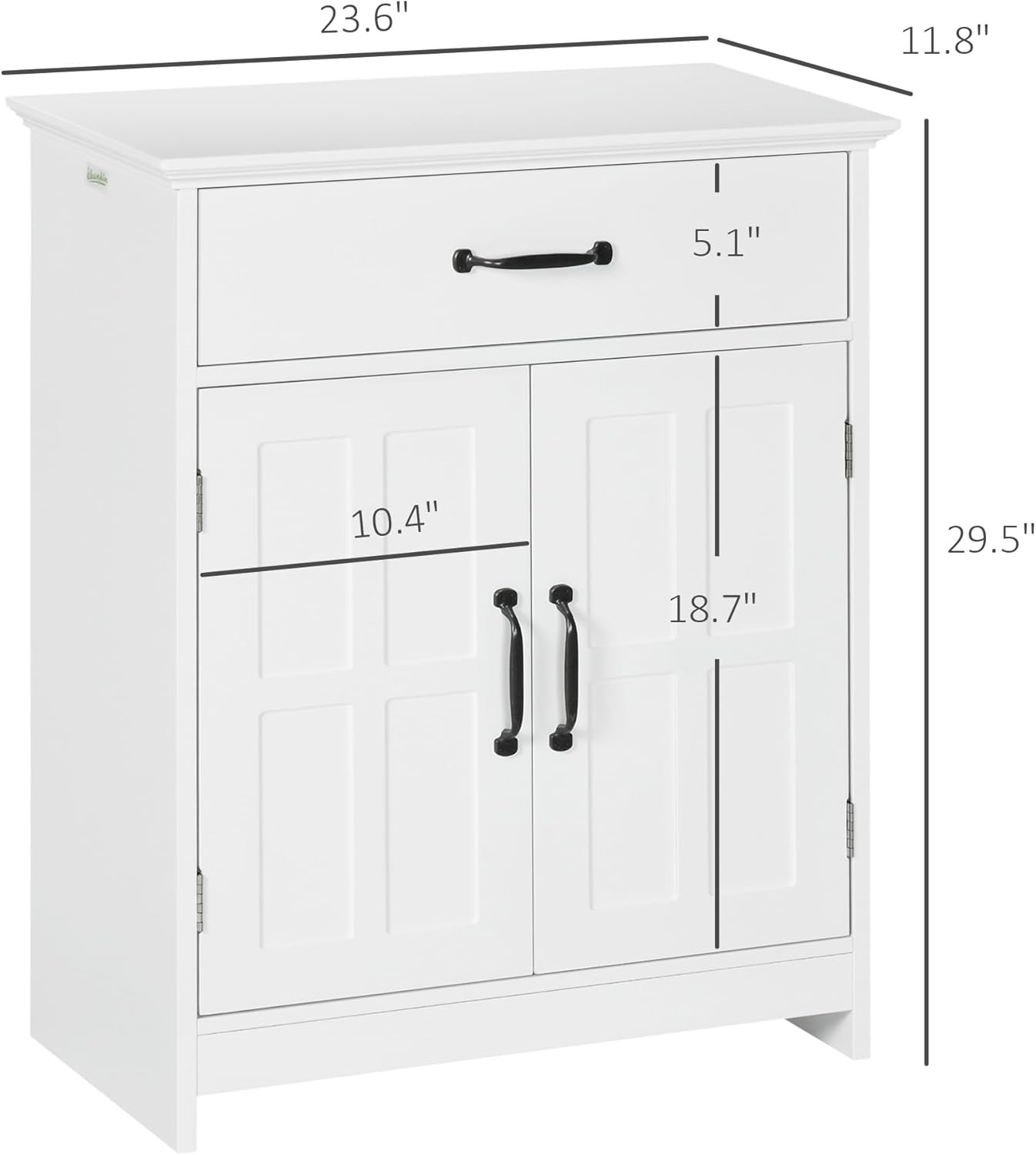 kleankin Freestanding Bathroom Cabinet, Farmhouse Small Storage Cabinet with Storage Drawer, 2 Doors, Narrow Floor Cabinet with Adjustable Shelf, White