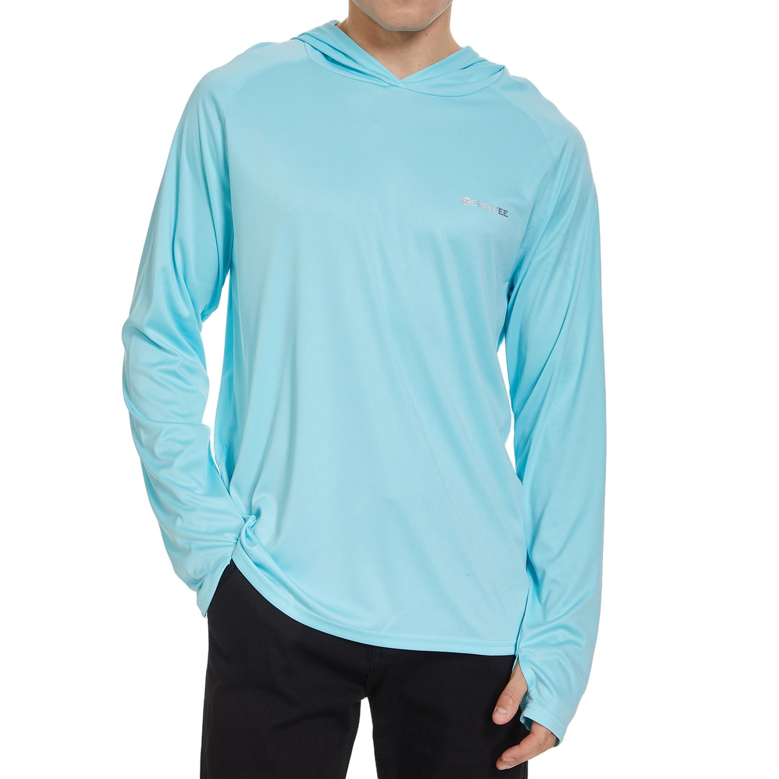 HUAKANG Camiseta de Manga Larga para Hombre Protección UV Ligera y de Secado Rápido para Senderismo Pesca Camping y Otras Actividades al Aire Libre