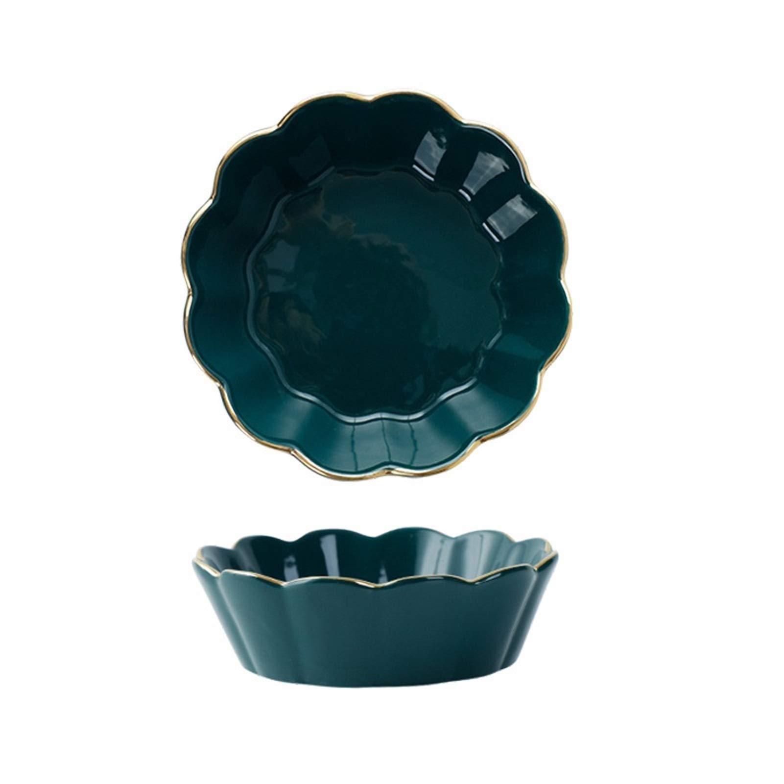 Miska na sałatkę, miska na ramen, Nordic Creative Glaze Flower Side Gold podwójna salaterka z miską na owoce i miską deserową Home Cutlery Miska na przekąski(Ink Green)