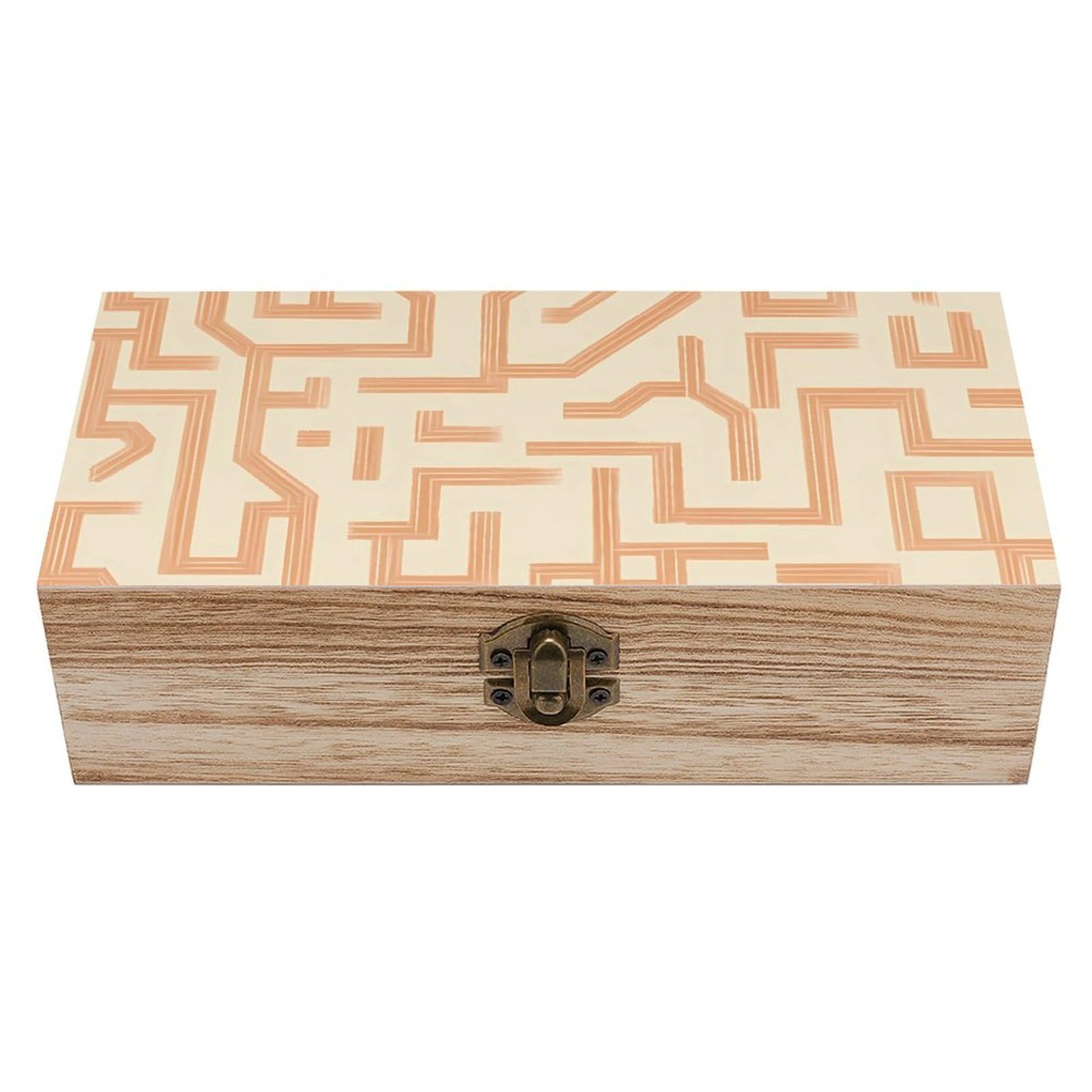 HLBSDM Classic Maze Lines Retro Wooden Storage Box Jewelry Art Gift Boxs Decorative Keepsake Boxes
