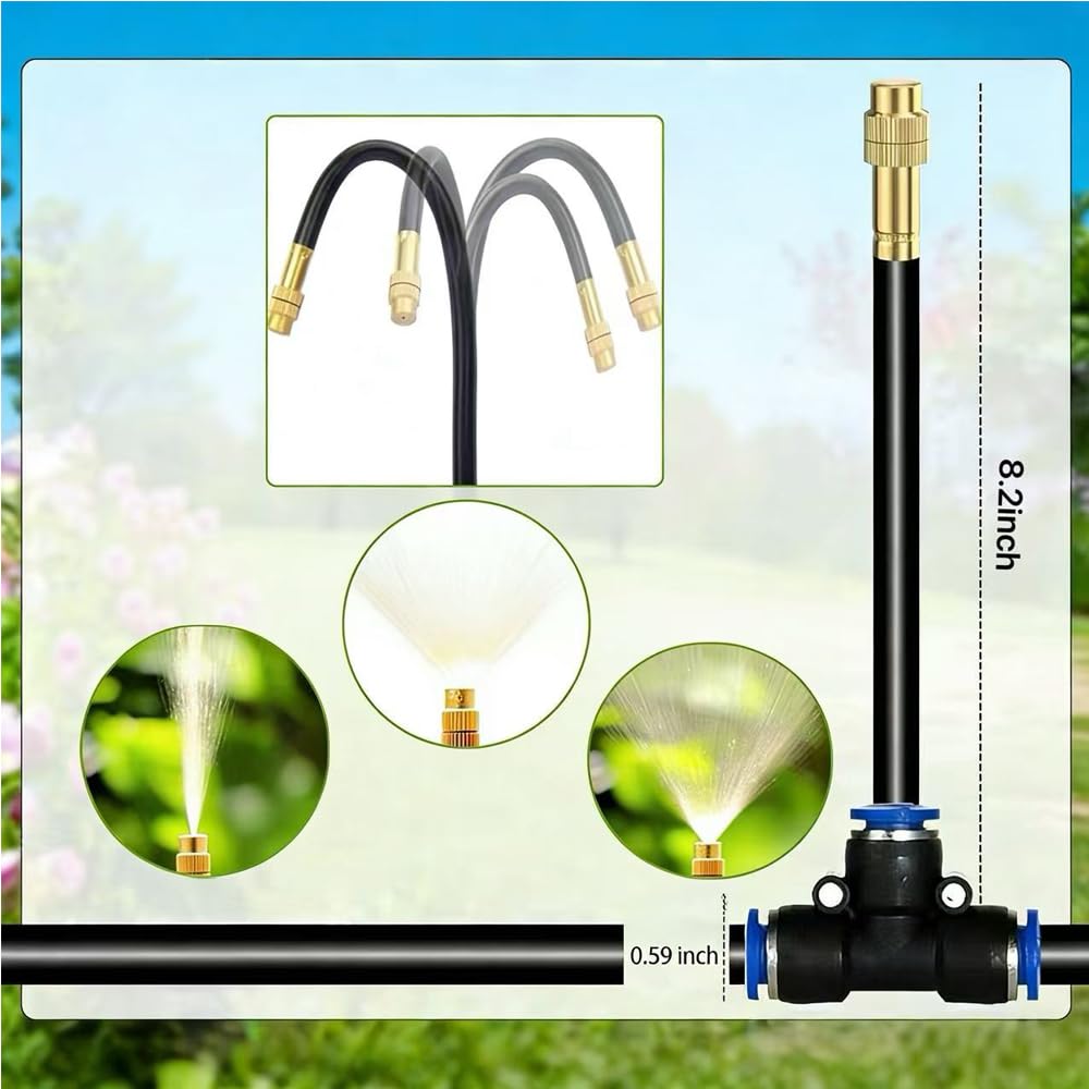 20M Bewässerungssystem Garten, 360 ° Automatische Bewässerung Schlauch mit 15 verstellbaren Sprühdüsen, Für Gartenpflanzen, Blumenbeete, Gärten, Topfpflanzen Und Rasenflächen