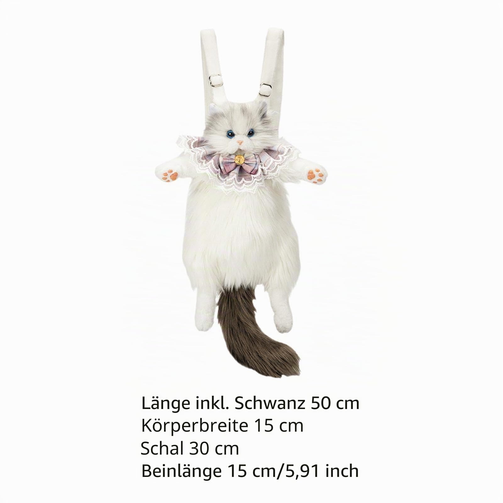 Niedlicher ausgestopfter Rucksack in Katzenform, Cartoon-Rucksack für Kinder und Frauen, Grau