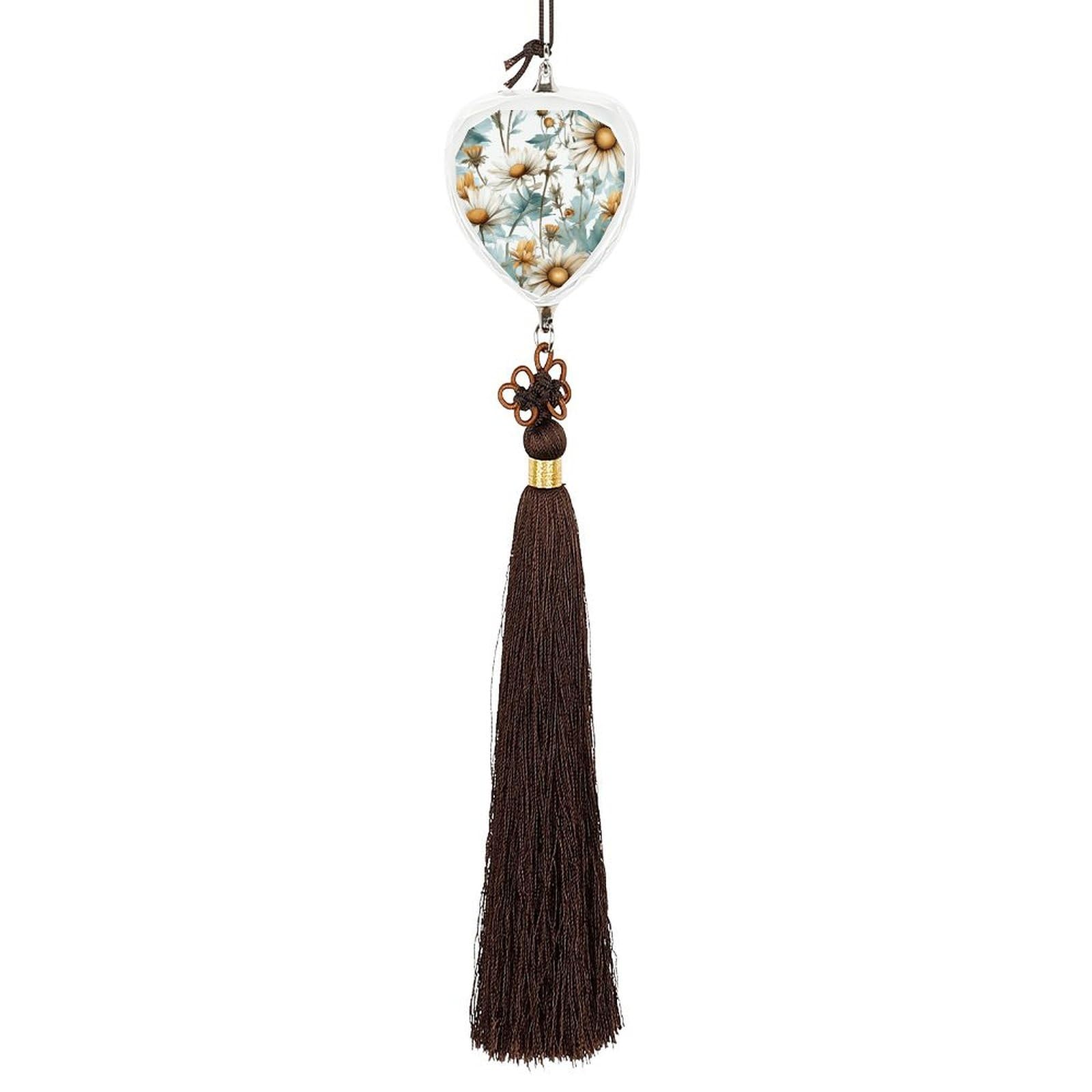 Crystal Auto Pendant Charms Love Crystal Car Rear View Mirror Charms Daisy Flowers on Background Auto Hanging Interior Ornament Pendant Car Interior Accessories for Women Men CarCharms Decor