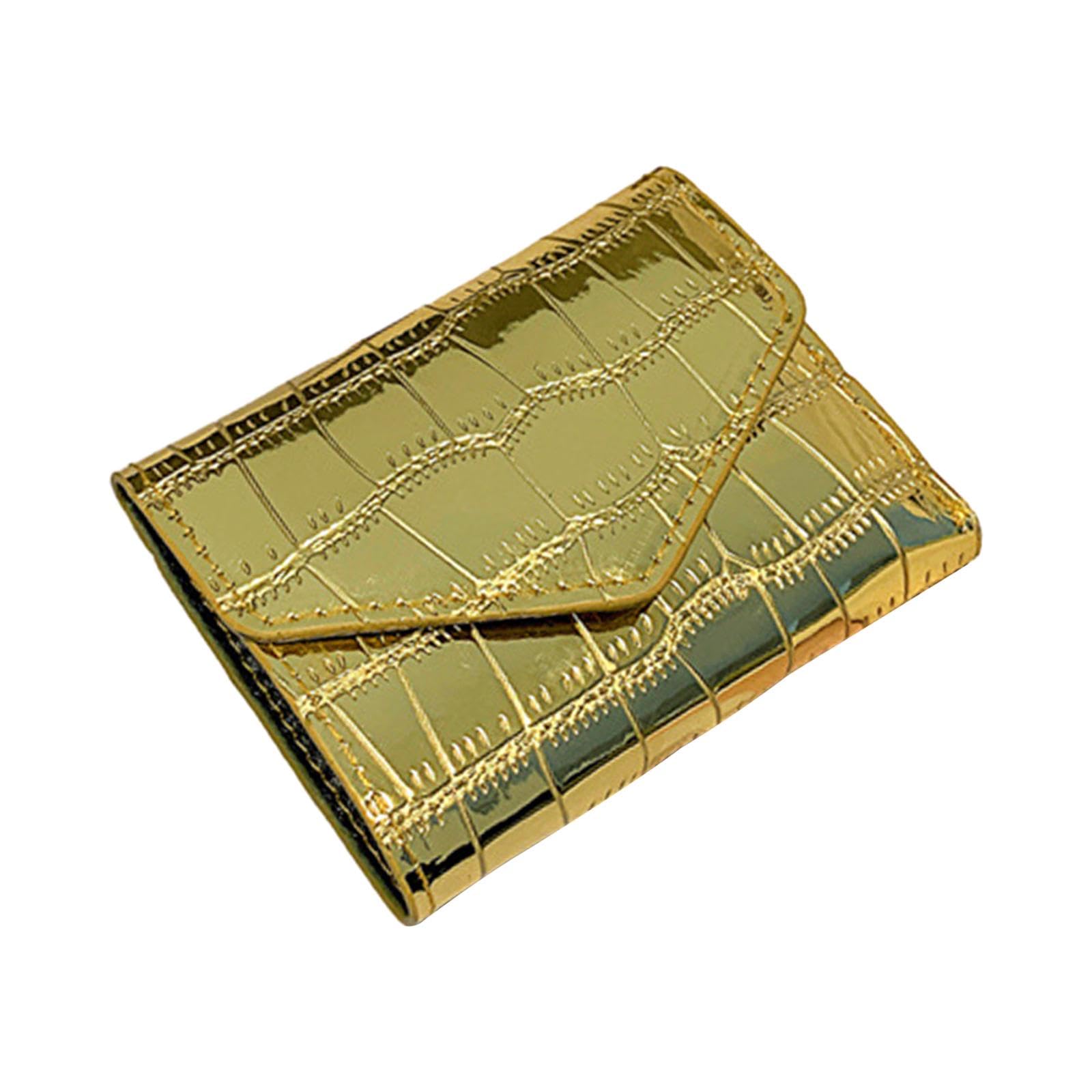 Mini Short Fold Wallet Credit Card Holder Minimalist Casual Pocket Wallet Gold-image-26