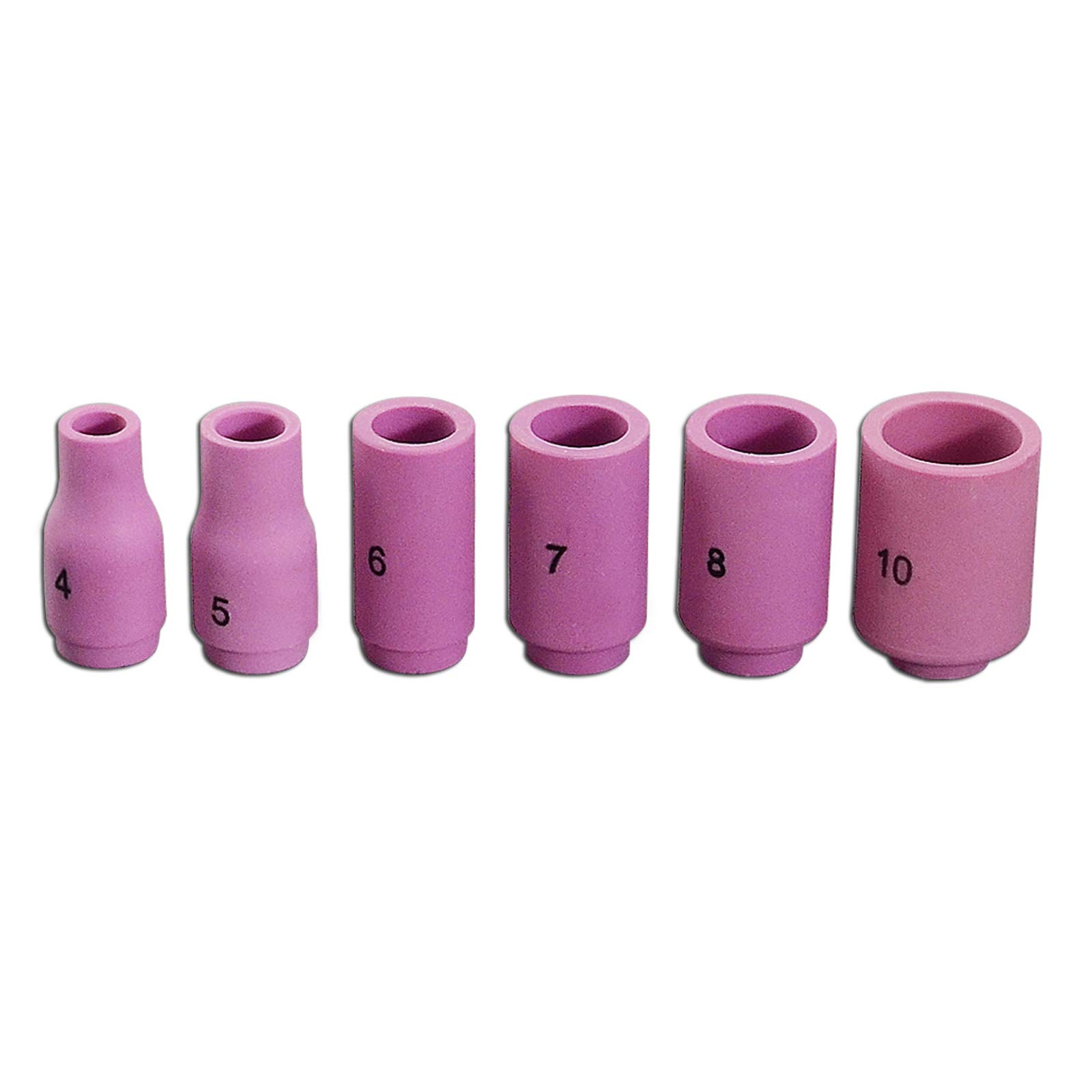 RIVERWELD 10pcs TIG Ugello di allumina Coppa in ceramica dimensione assortita 13n08 4# 13n09 5# 13n10 6# 13n11 7# 13n12 8# 13n13 10# kit fit sr wp 9 17 18 20 25 26 tig Torcia di saldatura