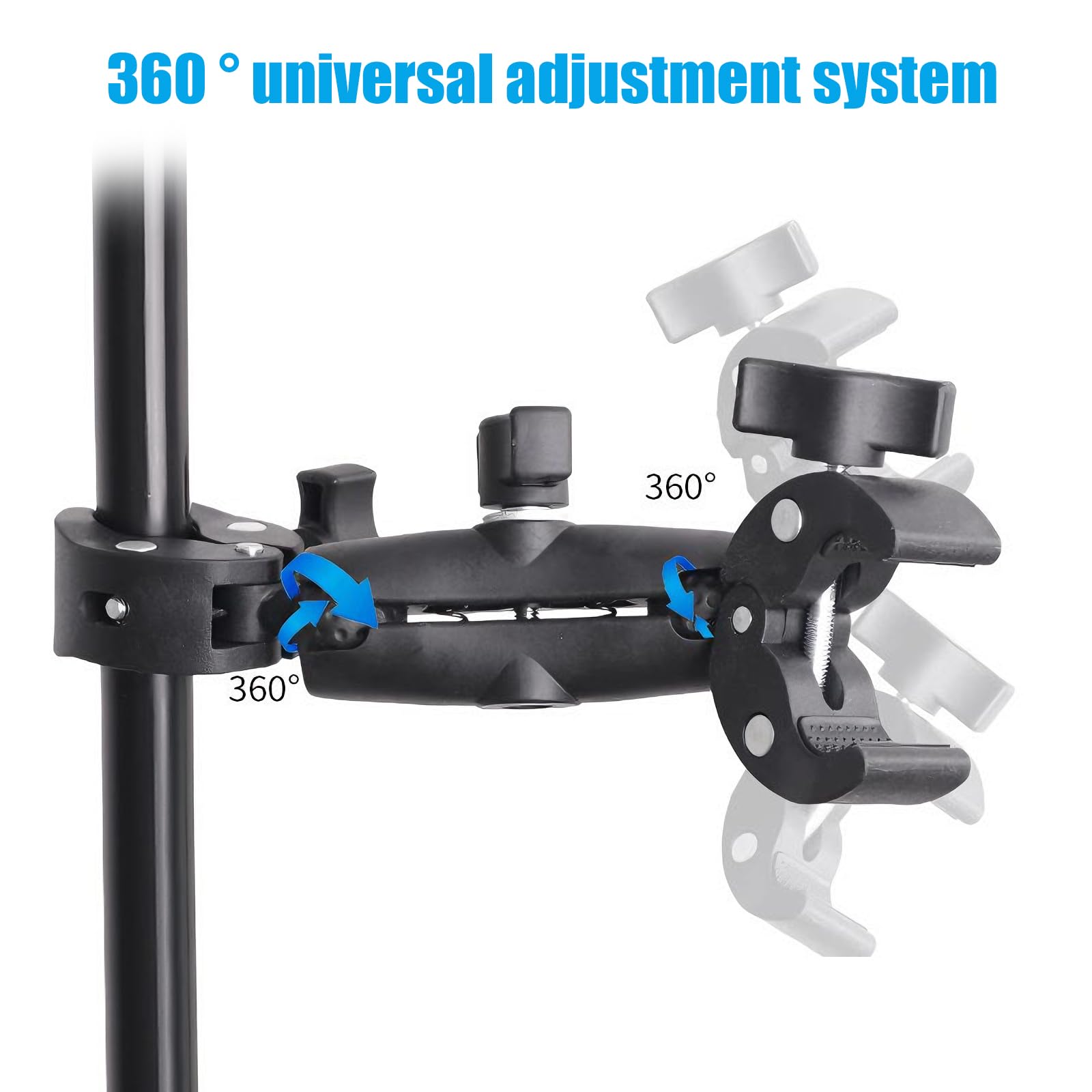 Soporte de Cámara Accesorio para Insta360 x5x4X3X2 Kit de Moto para Rotación de 360 Grados Doble Abrazadera Doble Estabilidad Soporte de Moto（120 cm con Palo Selfie）