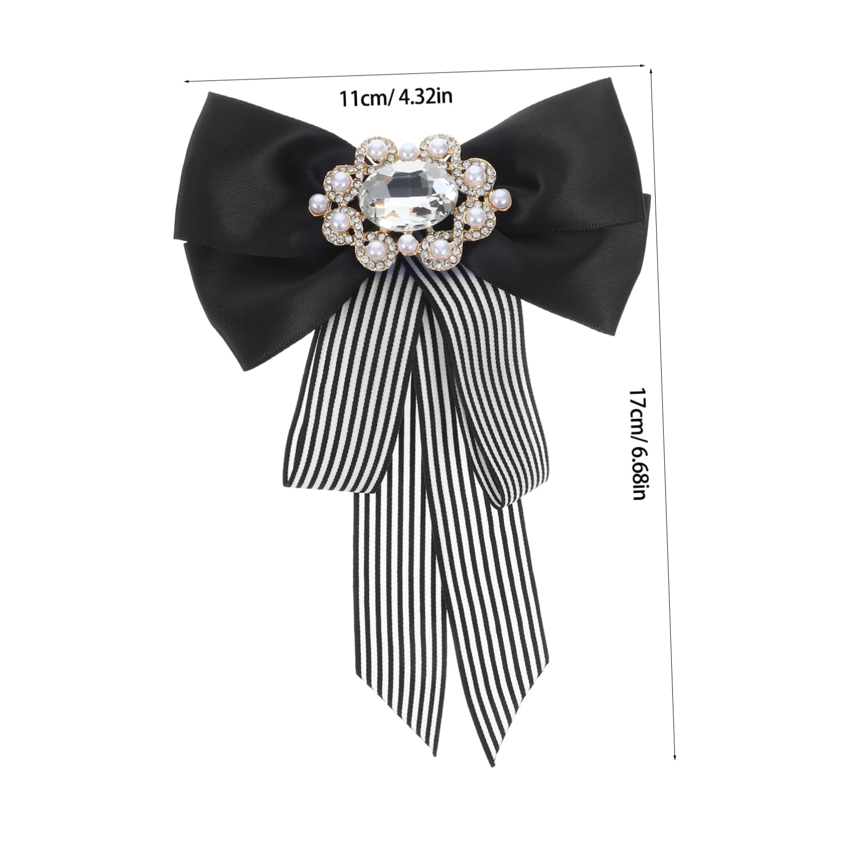 Veemoon Classic Bow Tie for Women Shirt Tie Rhinestone and Pearl for Dresses and Business Outfits
