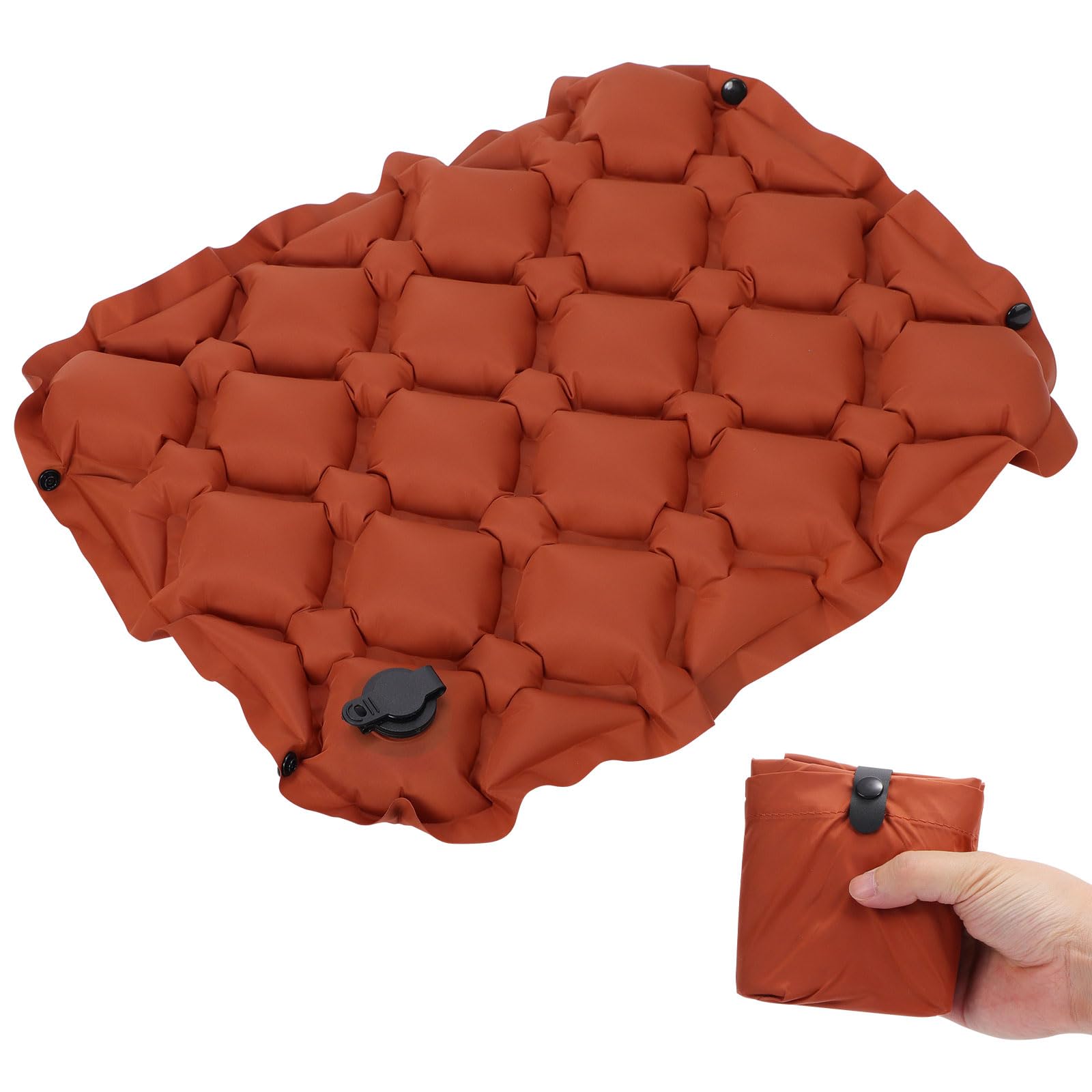 Fjquamitix Brown Inflatable Seat Cushion Lightweight Stadium Seat Pad Travel Air Seat Cushion For Hiking Office Airplane Stadium Car (Brown)