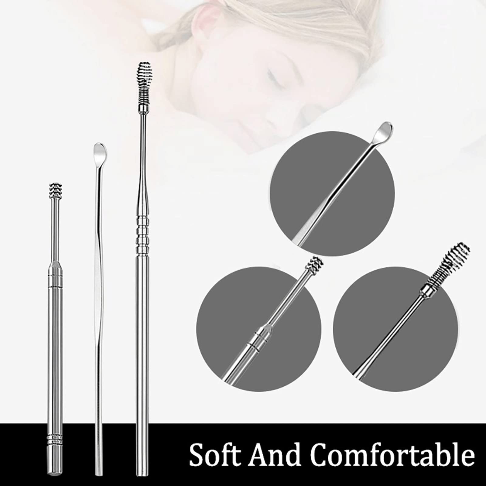 Prodotti per la rimozione del cerume Kit per la Pulizia delle Orecchie Tampone di Cotone Earpick in Acciaio Inossidabile Pick per cerume Cuc