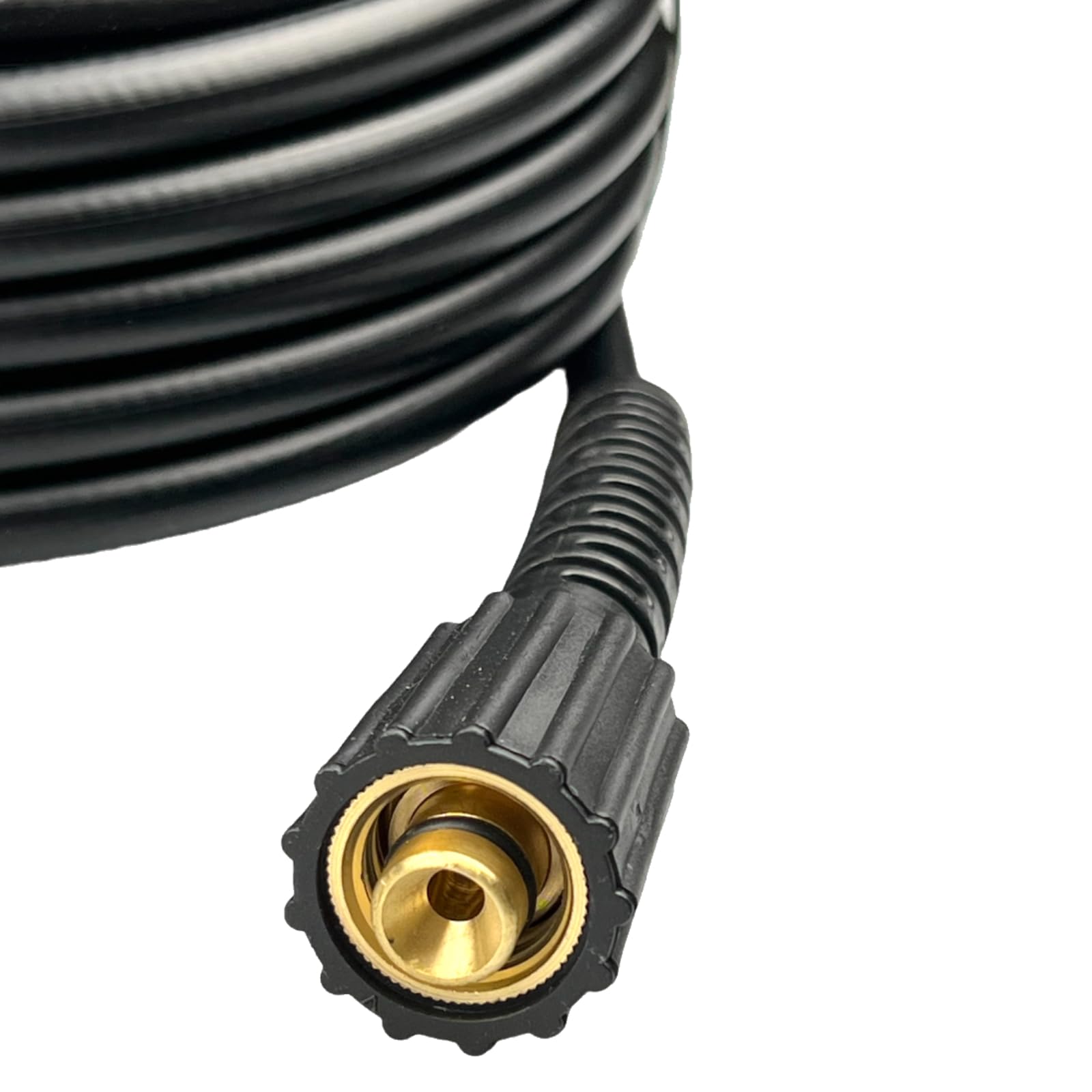 M&M Smartek wąż wysokociśnieniowy 30 m M22 Quick Connect do Nilfisk/Alto | Wzmocniony wąż wysokociśnieniowy z osłoną przeciw zagięciom; sprawdź złącza, ciśnienie, temperaturę i urządzenie.