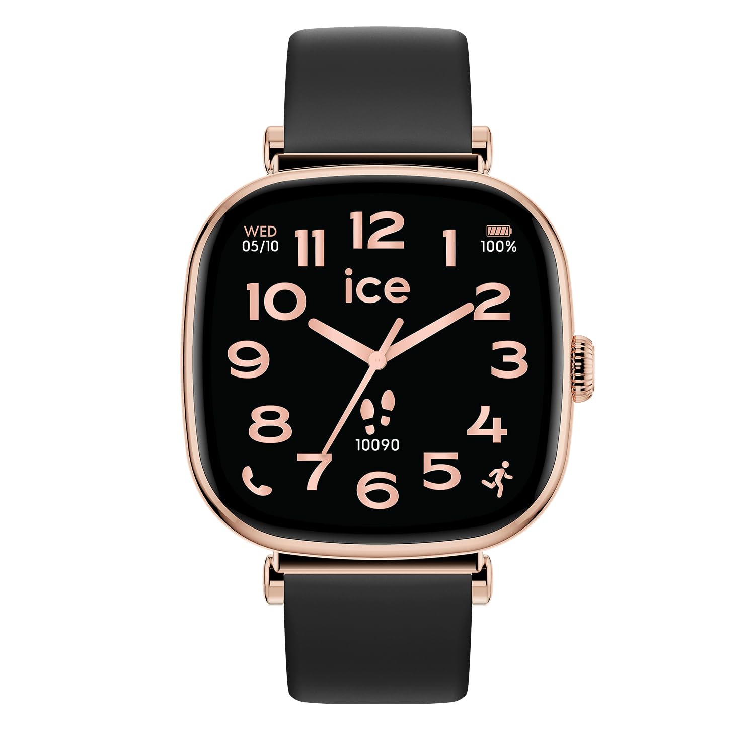 Ice-Watch - ICE smart SQ 2.0 Rose-gold Black - Różowo-złoty smartwatch damski z silikonowym paskiem - 025890 (1,2 cala / 37mm)